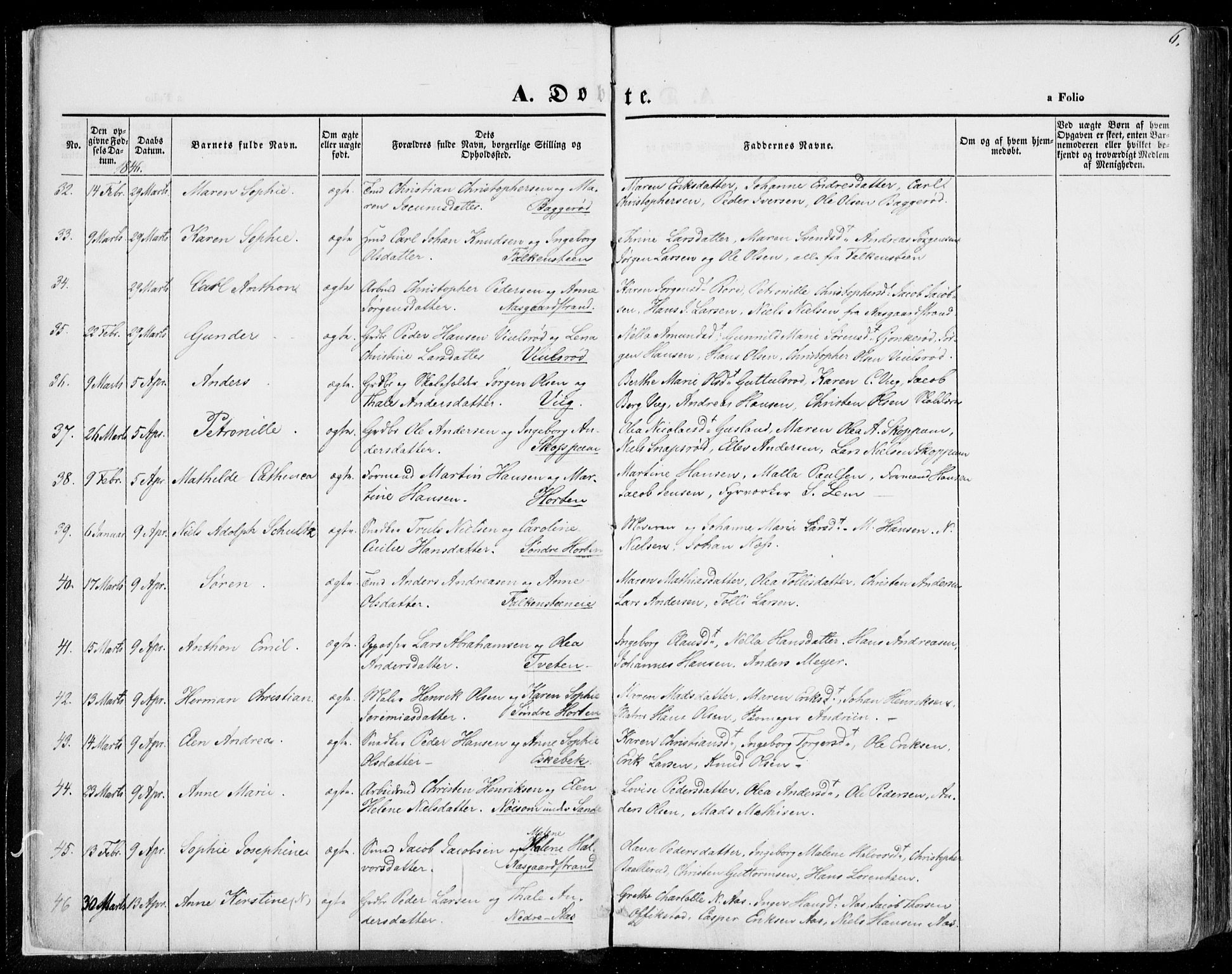 Borre kirkebøker, AV/SAKO-A-338/F/Fa/L0005: Parish register (official) no. I 5, 1845-1851, p. 6