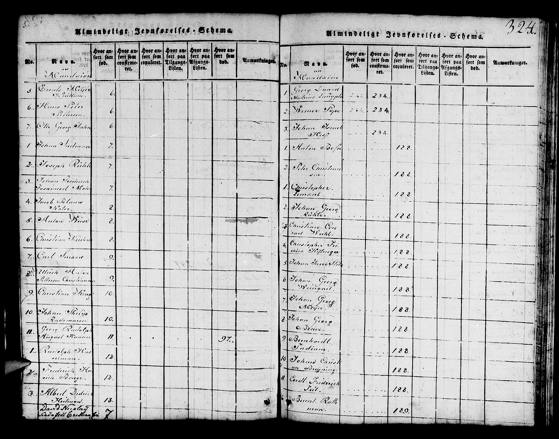 Mariakirken Sokneprestembete, SAB/A-76901/H/Hab/L0001: Parish register (copy) no. A 1, 1815-1846, p. 324