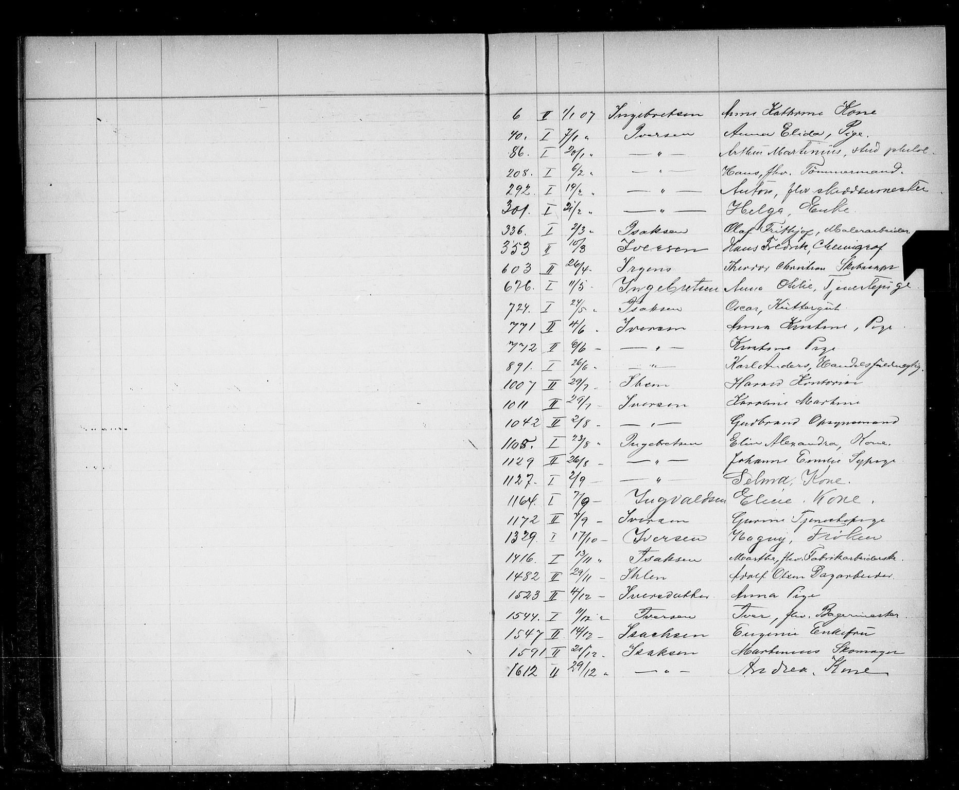 Oslo skifterett, AV/SAO-A-10383/F/Fa/Faa/L0007: Navneregister, 1907