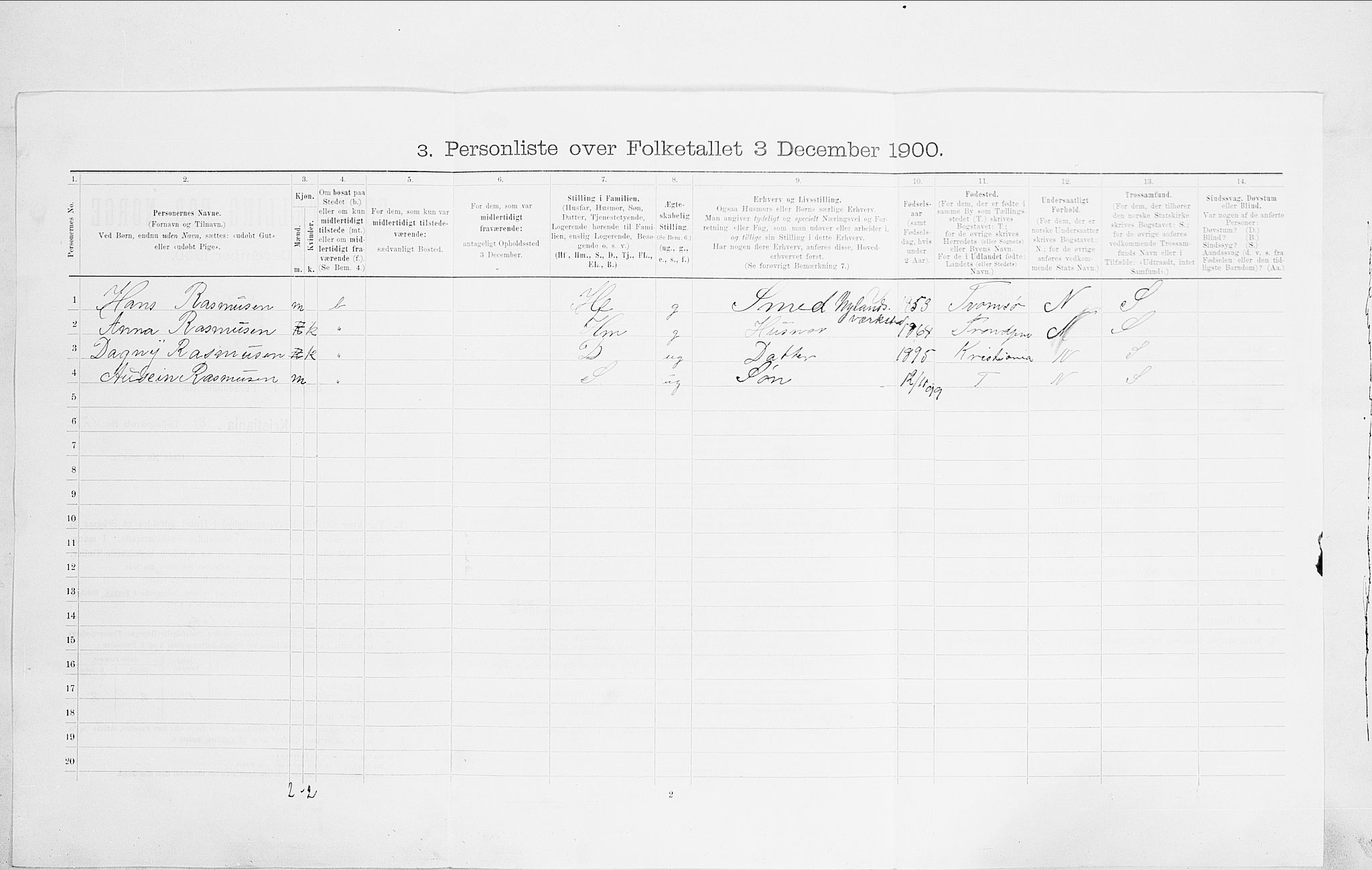 SAO, 1900 census for Kristiania, 1900, p. 103543