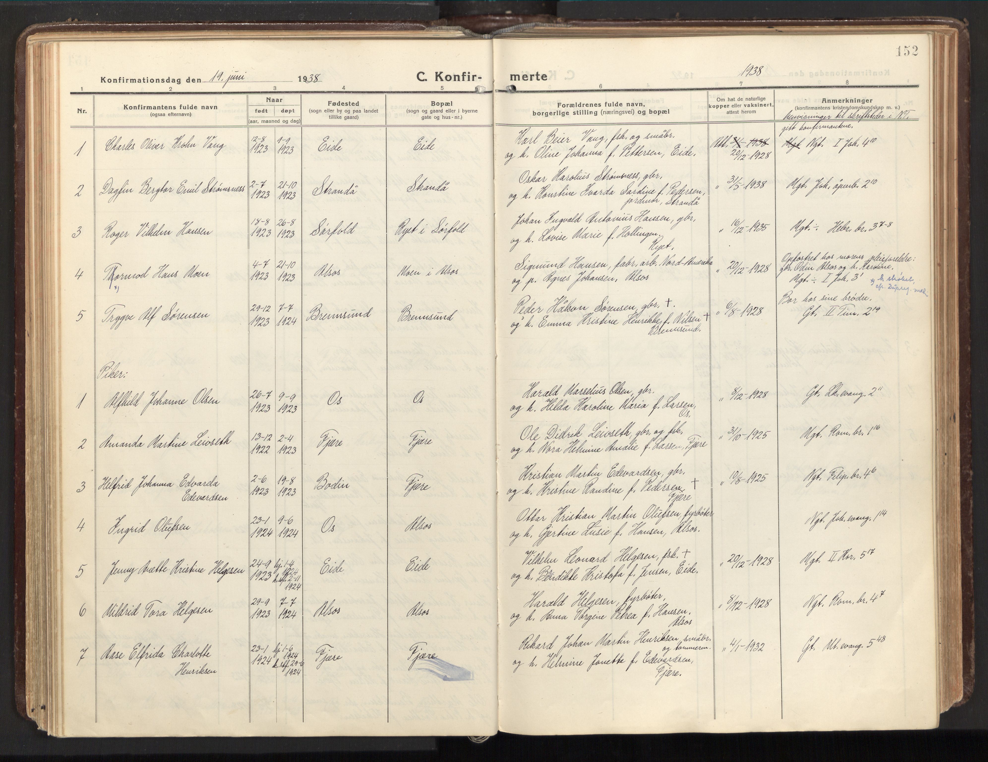 Ministerialprotokoller, klokkerbøker og fødselsregistre - Nordland, SAT/A-1459/803/L0073: Parish register (official) no. 803A03, 1920-1955, p. 152