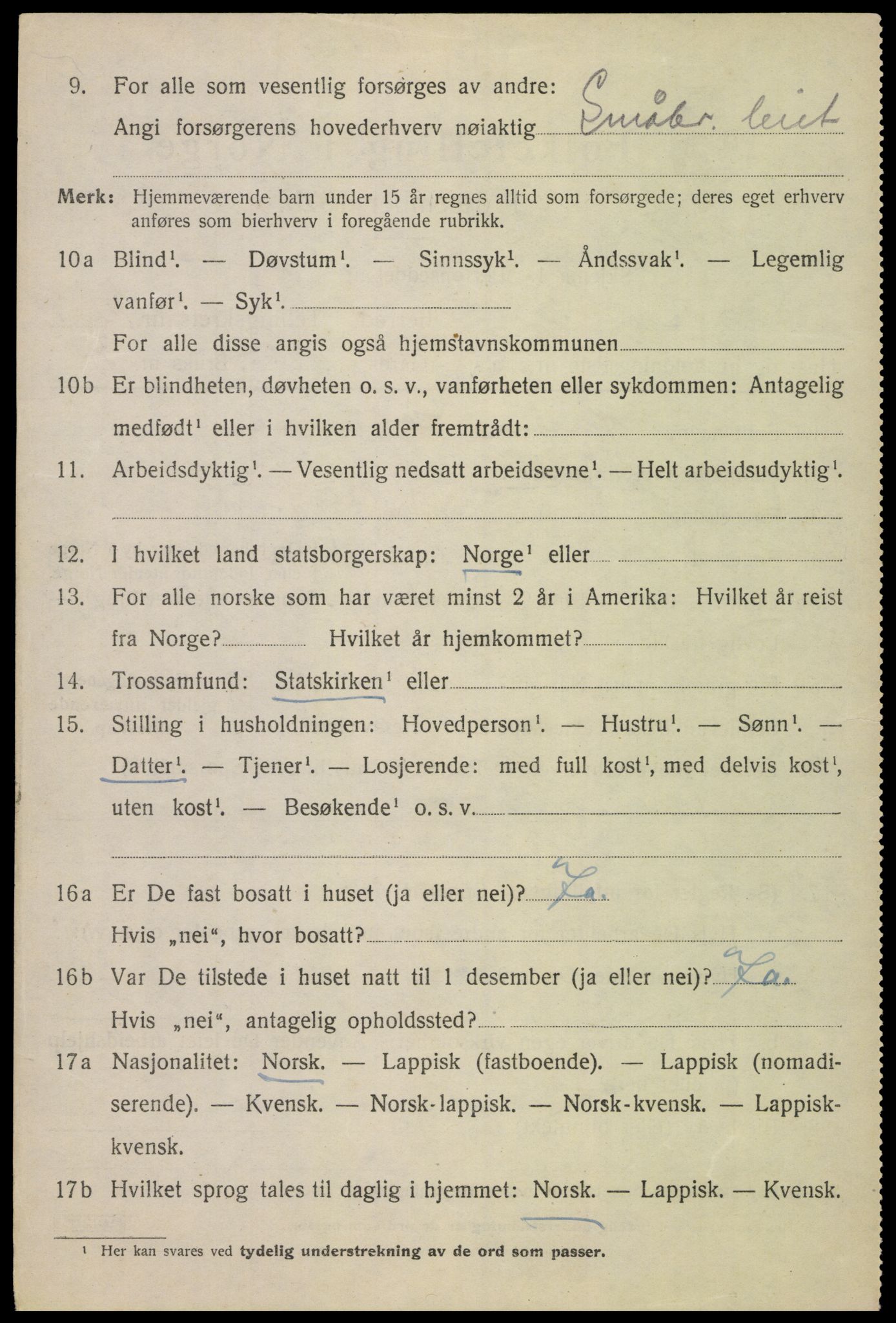 SAT, 1920 census for Ankenes, 1920, p. 5816