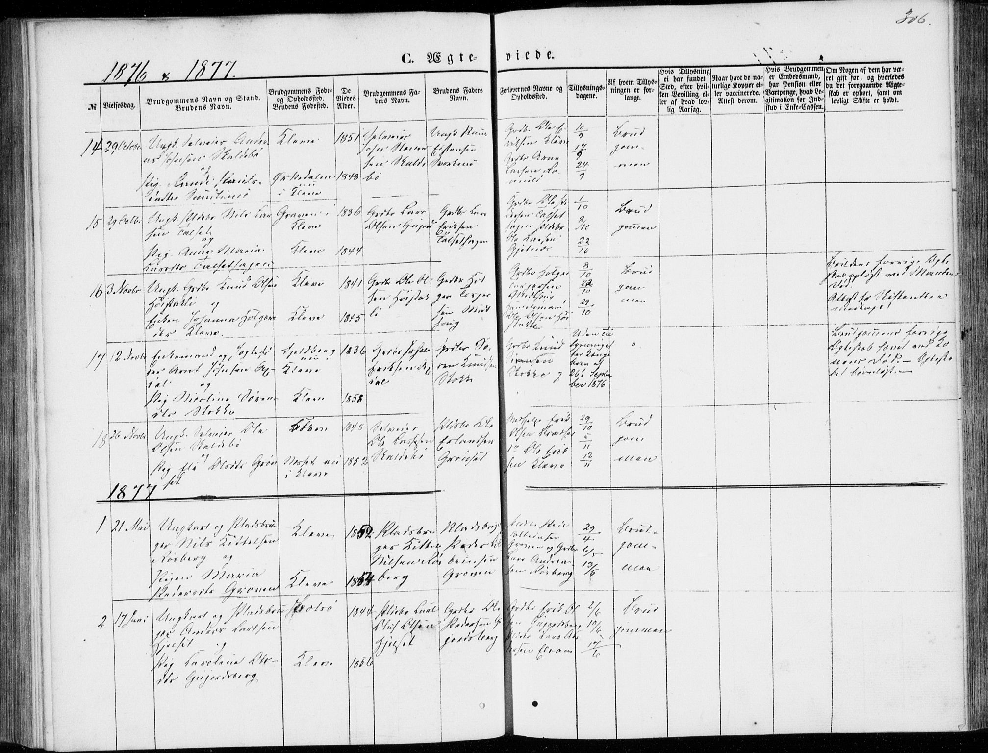 Ministerialprotokoller, klokkerbøker og fødselsregistre - Møre og Romsdal, SAT/A-1454/557/L0681: Parish register (official) no. 557A03, 1869-1886, p. 306