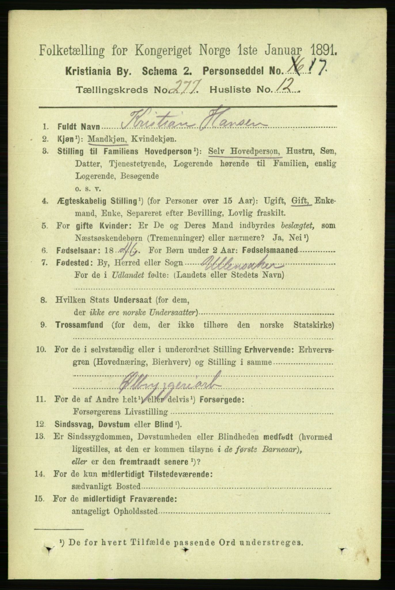 RA, 1891 census for 0301 Kristiania, 1891, p. 168288