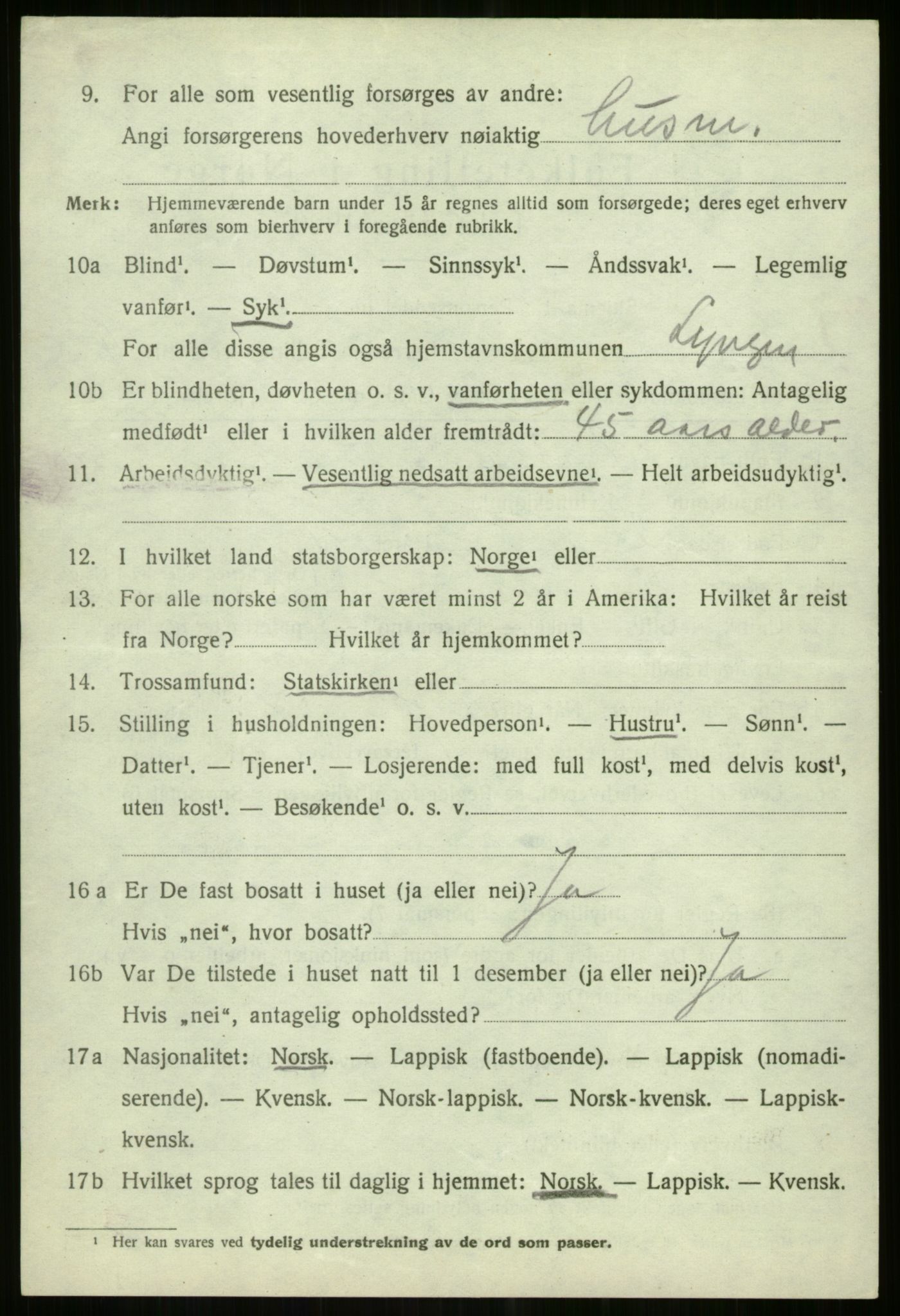 SATØ, 1920 census for Lyngen, 1920, p. 6741