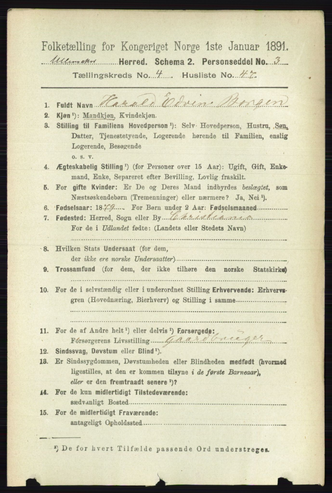 RA, 1891 census for 0235 Ullensaker, 1891, p. 1754