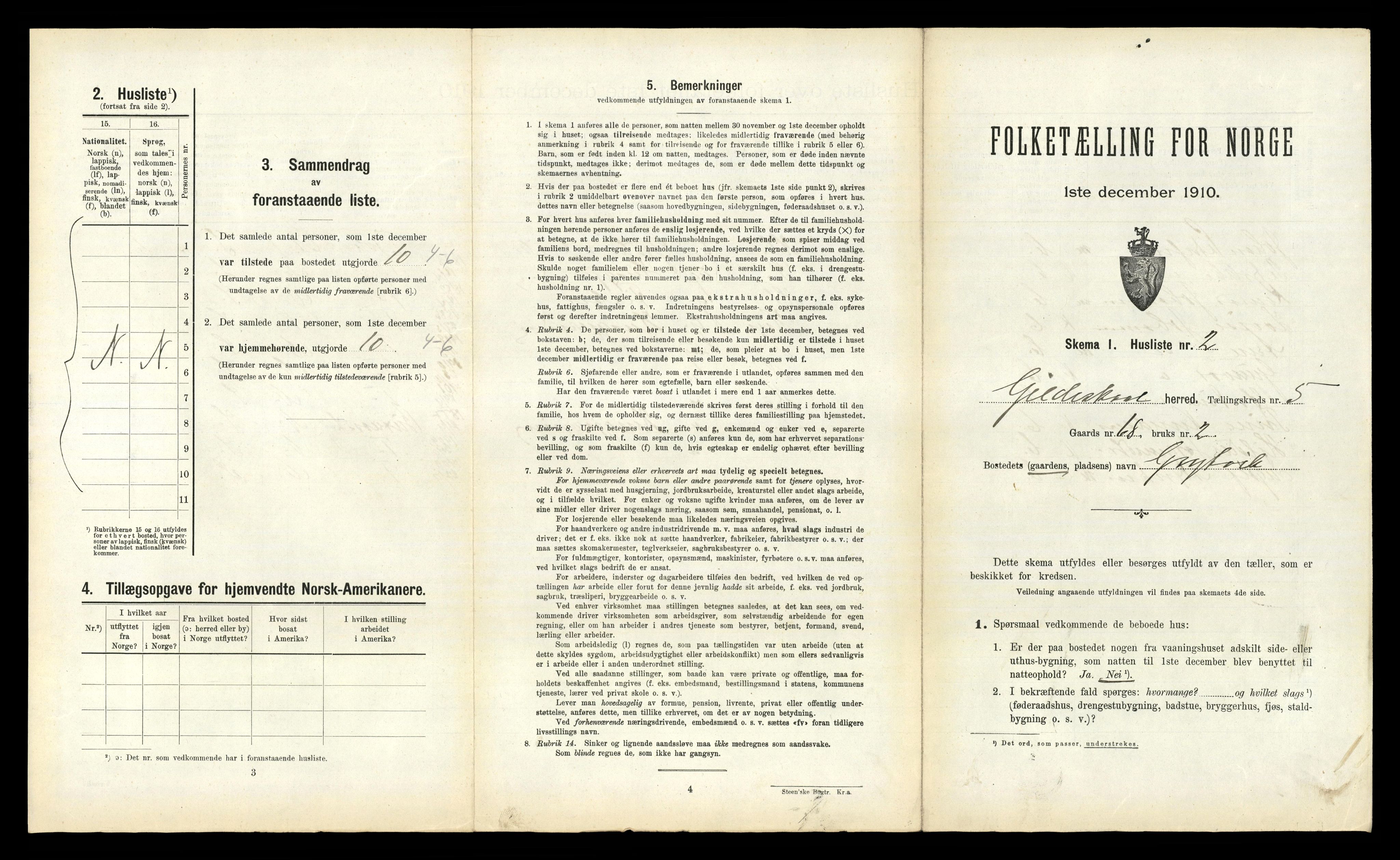 RA, 1910 census for Gildeskål, 1910, p. 581