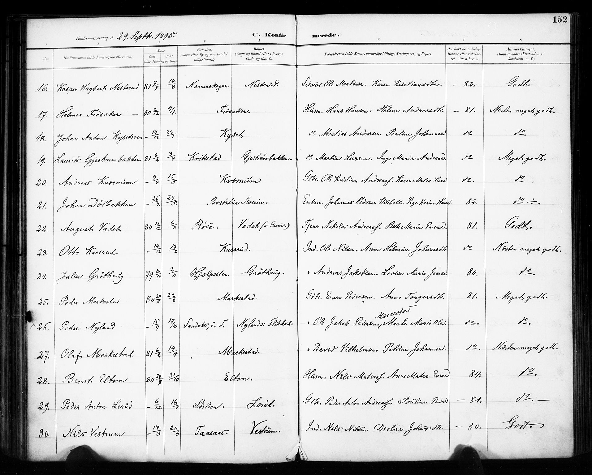 Vestre Toten prestekontor, AV/SAH-PREST-108/H/Ha/Haa/L0011: Parish register (official) no. 11, 1895-1906, p. 152