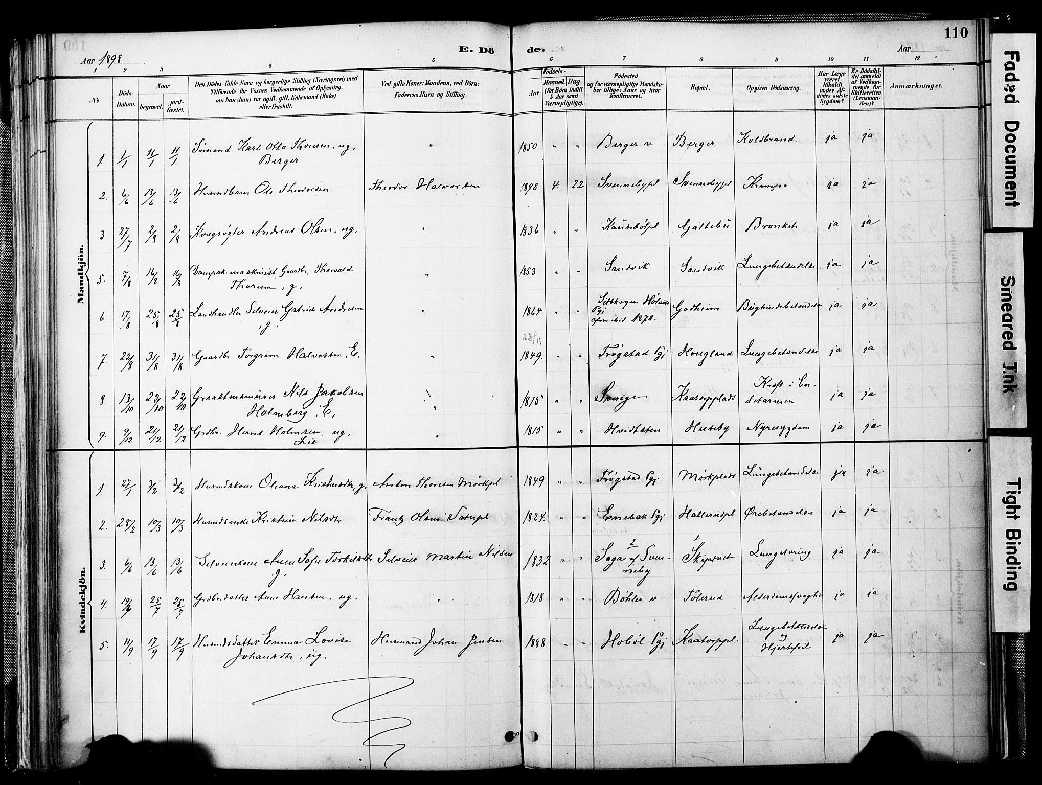 Spydeberg prestekontor Kirkebøker, SAO/A-10924/F/Fb/L0001: Parish register (official) no. II 1, 1886-1907, p. 110