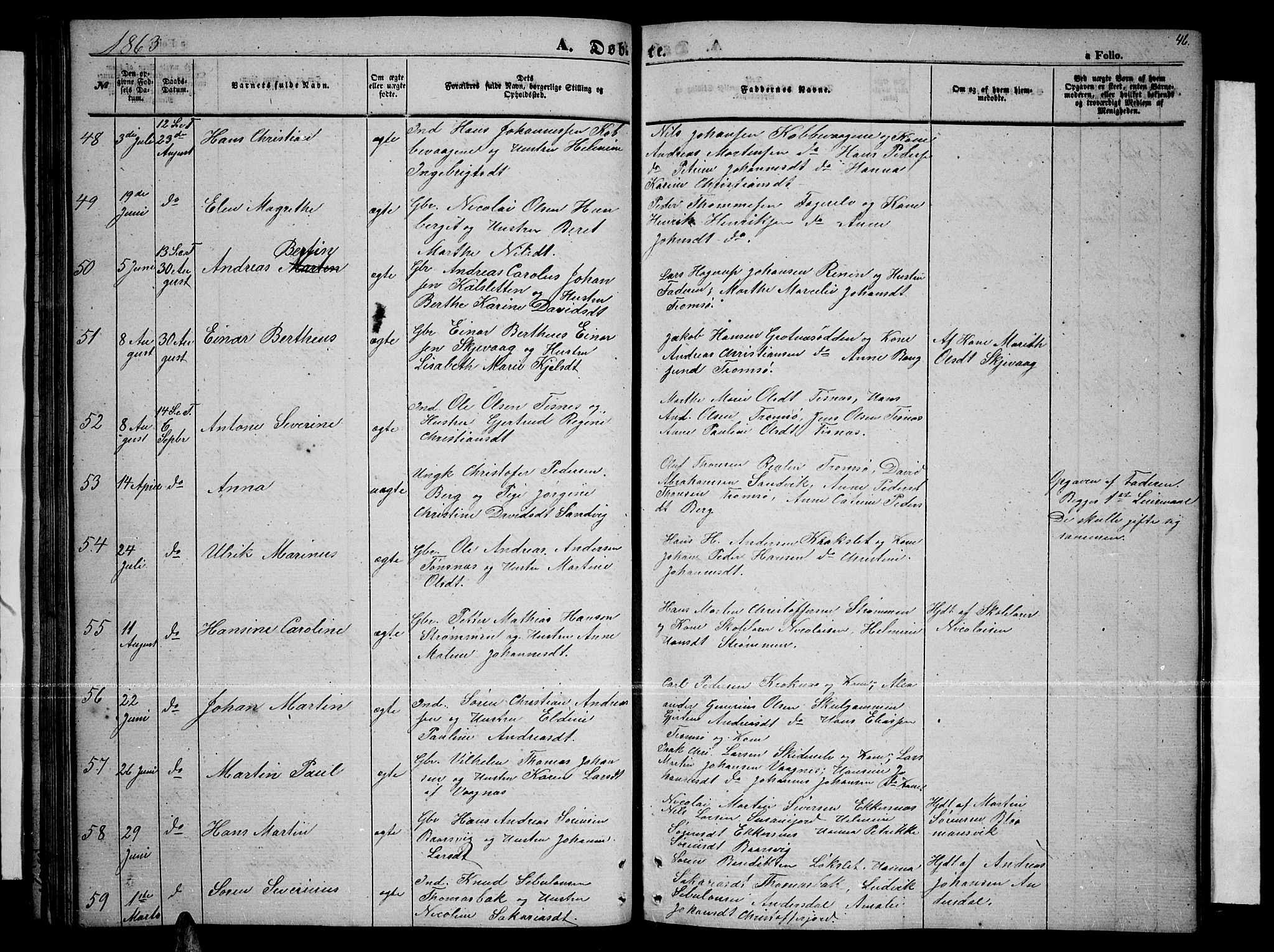 Tromsøysund sokneprestkontor, AV/SATØ-S-1304/G/Gb/L0001klokker: Parish register (copy) no. 1, 1857-1869, p. 46