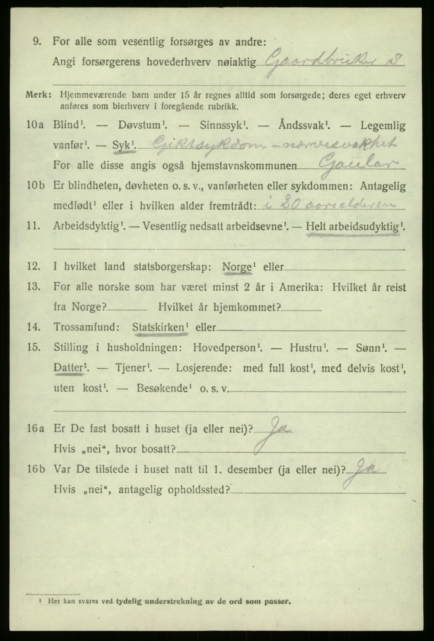 SAB, 1920 census for Gaular, 1920, p. 4783