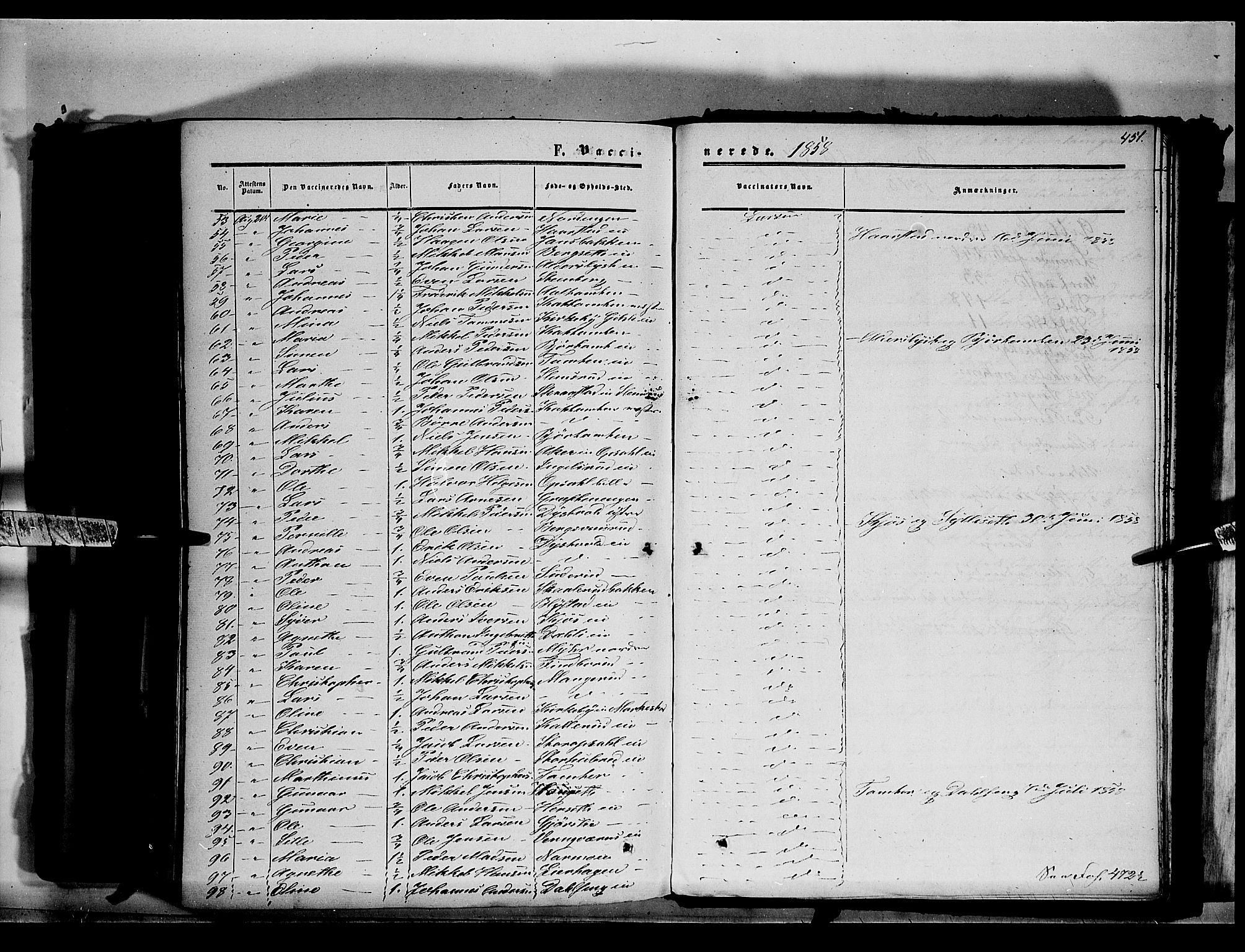 Vang prestekontor, Hedmark, AV/SAH-PREST-008/H/Ha/Haa/L0012: Parish register (official) no. 12, 1855-1870, p. 451