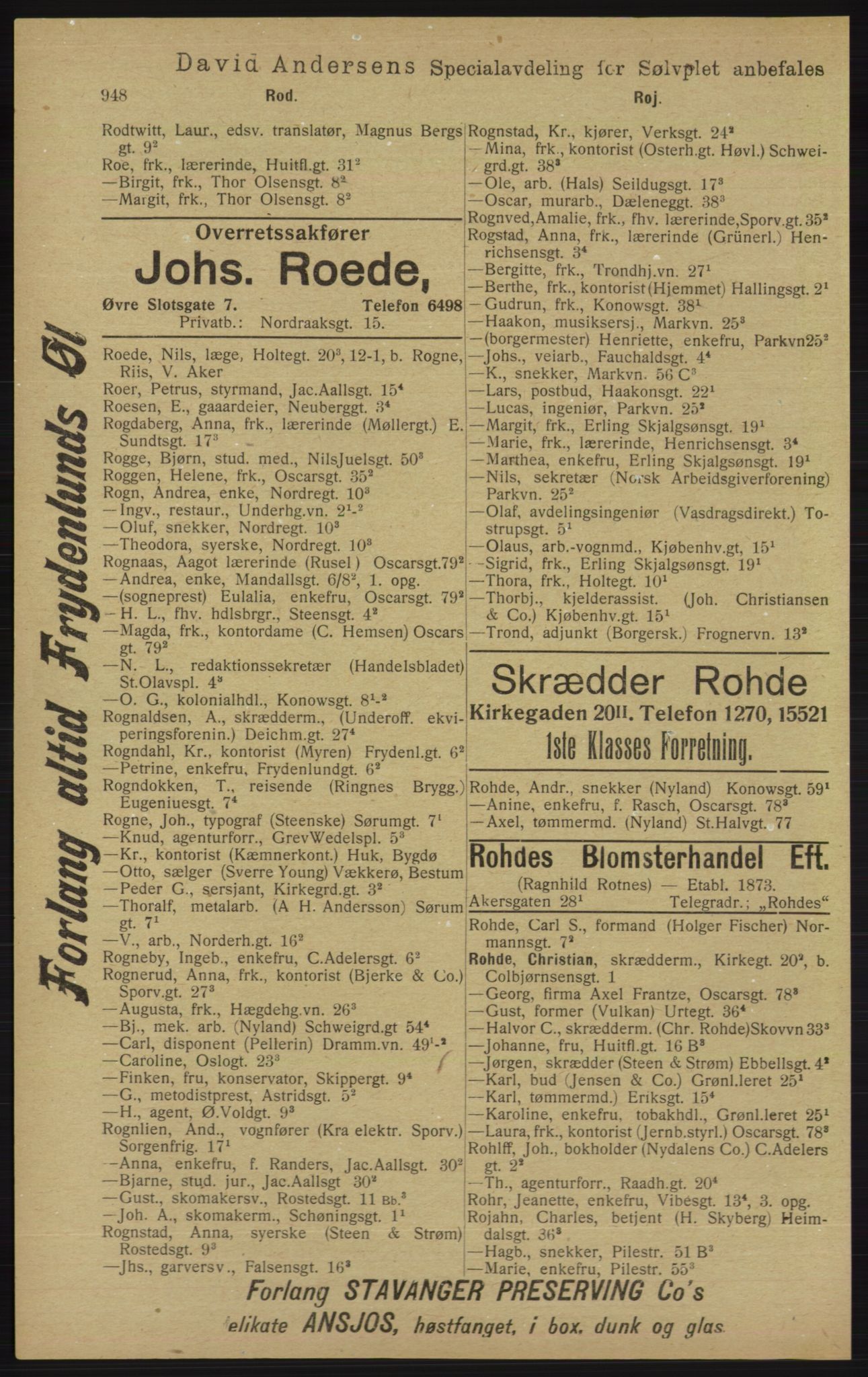 Kristiania/Oslo adressebok, PUBL/-, 1913, p. 960