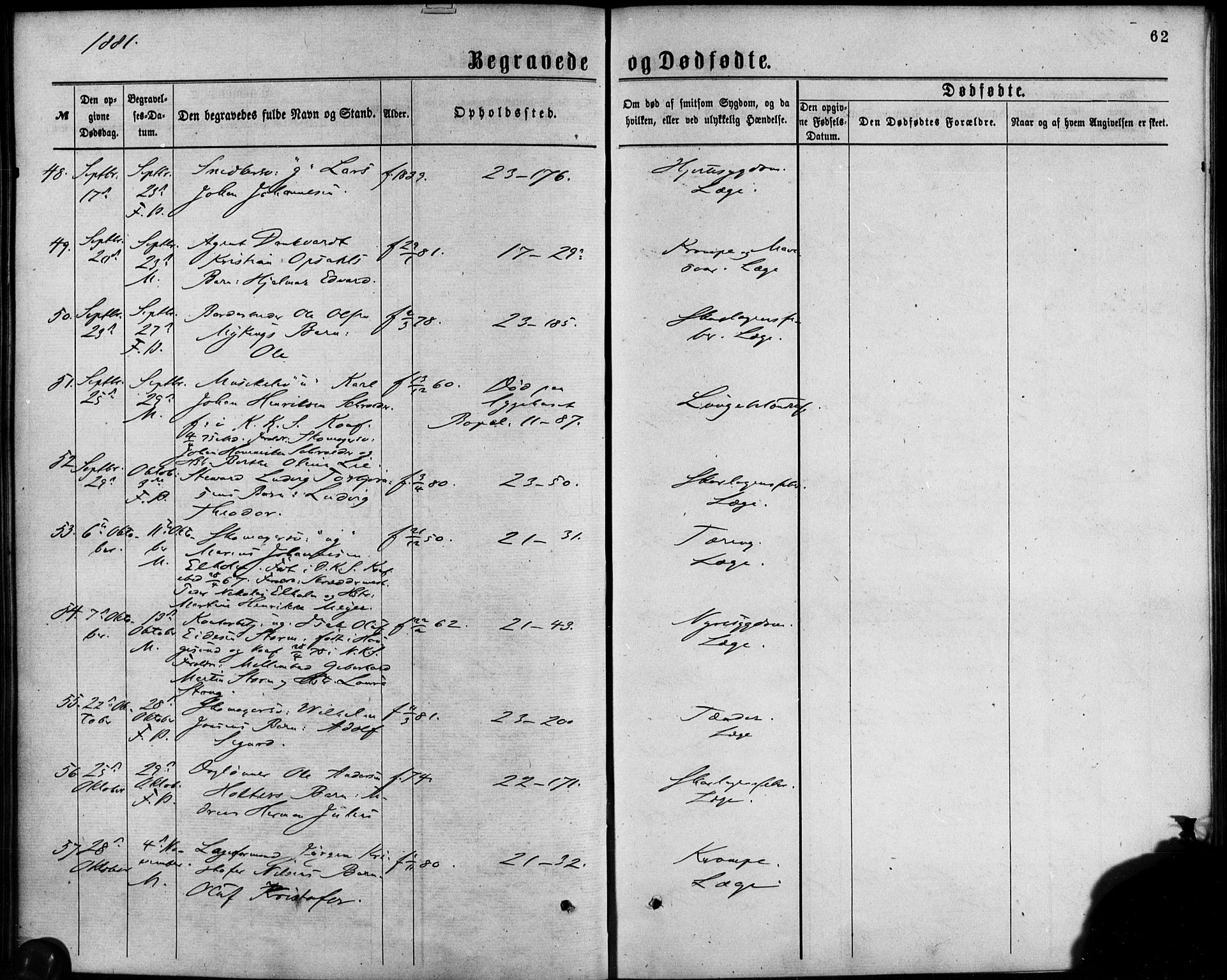 Korskirken sokneprestembete, AV/SAB-A-76101/H/Haa/L0046: Parish register (official) no. E 4, 1875-1883, p. 62