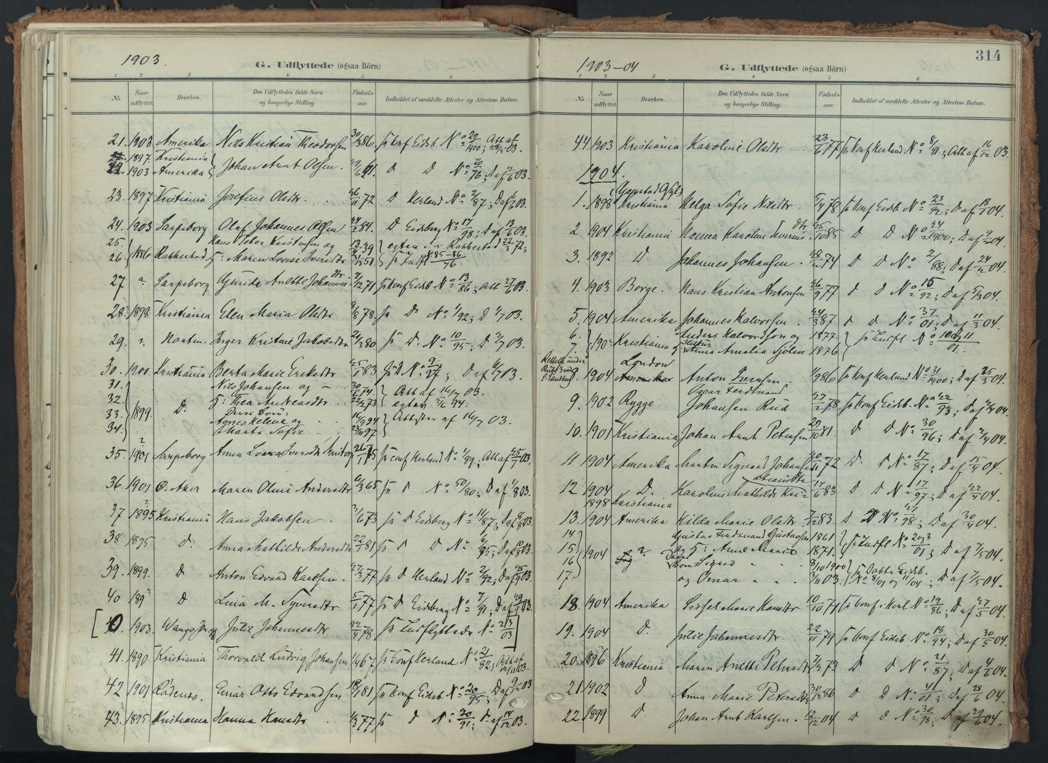 Eidsberg prestekontor Kirkebøker, AV/SAO-A-10905/F/Fa/L0014: Parish register (official) no. I 14, 1902-1919, p. 314