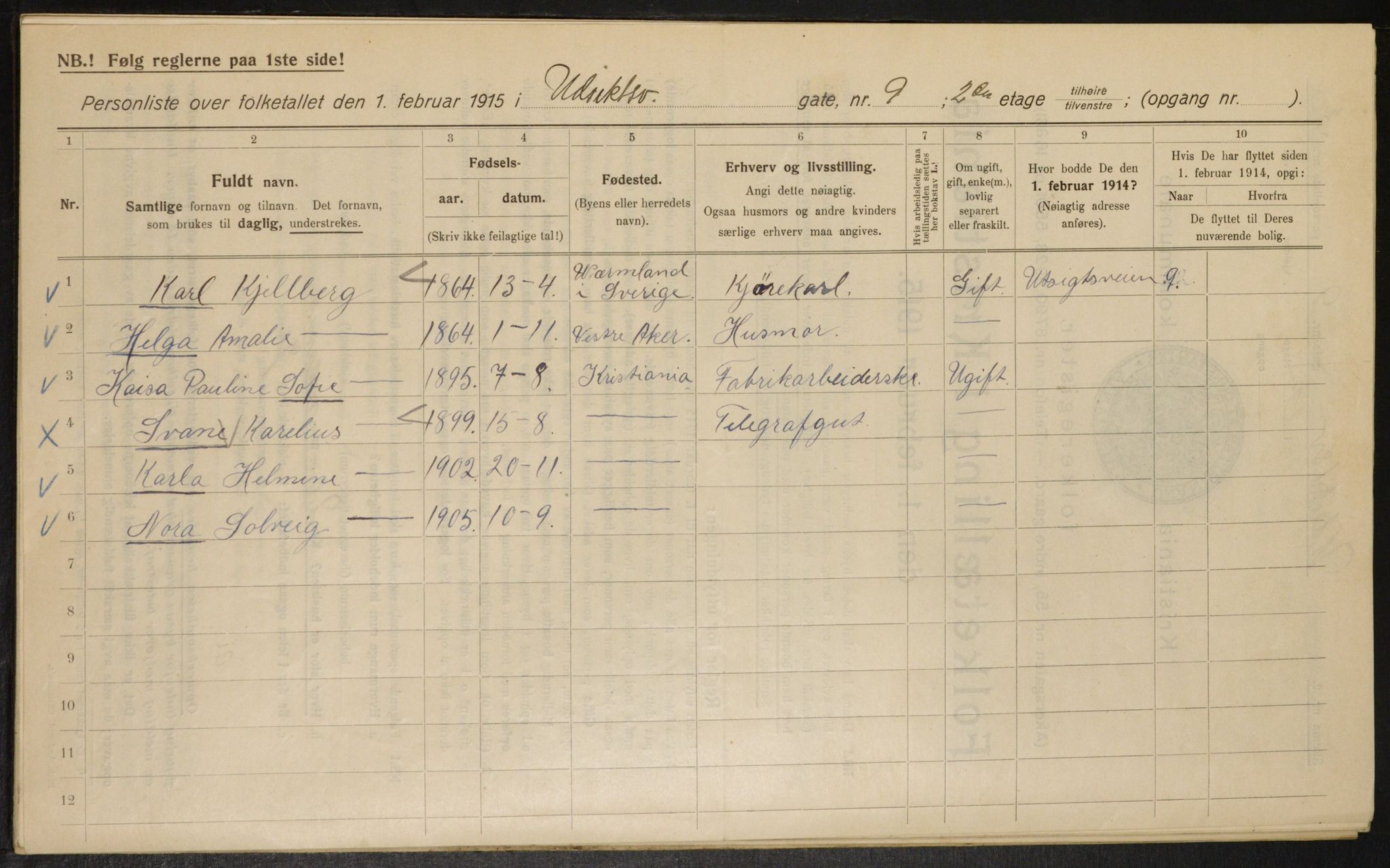 OBA, Municipal Census 1915 for Kristiania, 1915, p. 121966