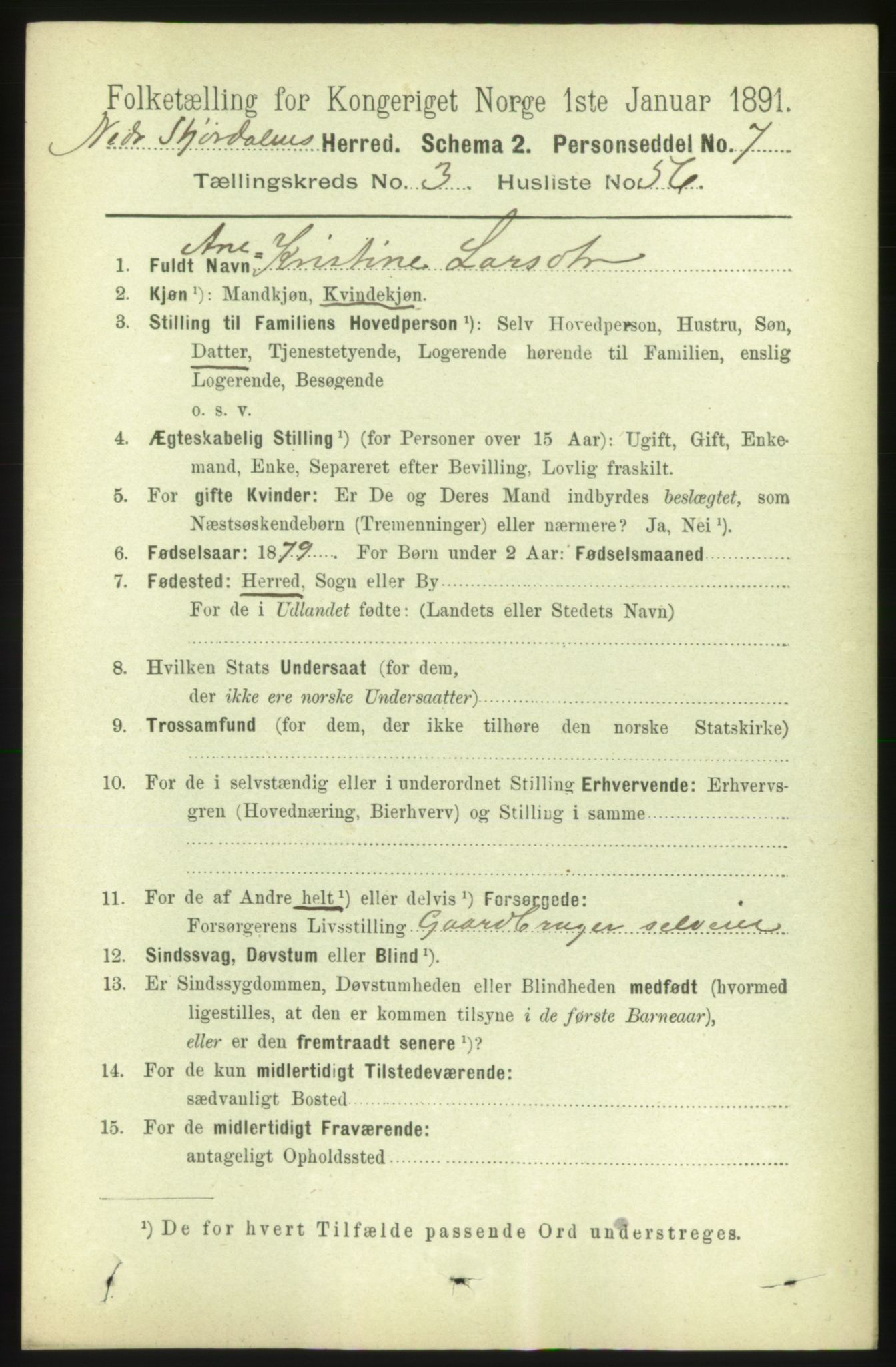 RA, 1891 census for 1714 Nedre Stjørdal, 1891, p. 1375