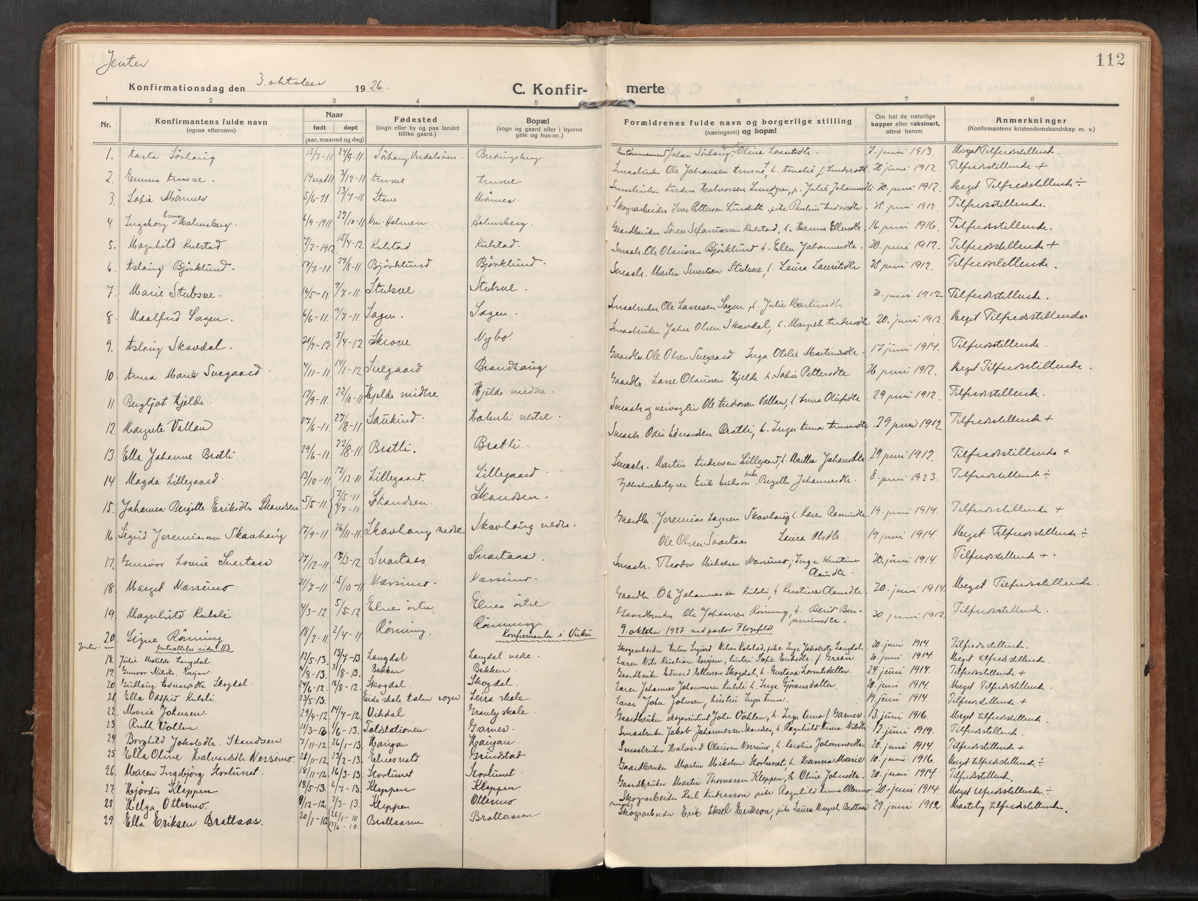 Verdal sokneprestkontor, SAT/A-1156/2/H/Haa/L0004: Parish register (official) no. 4, 1916-1928, p. 112