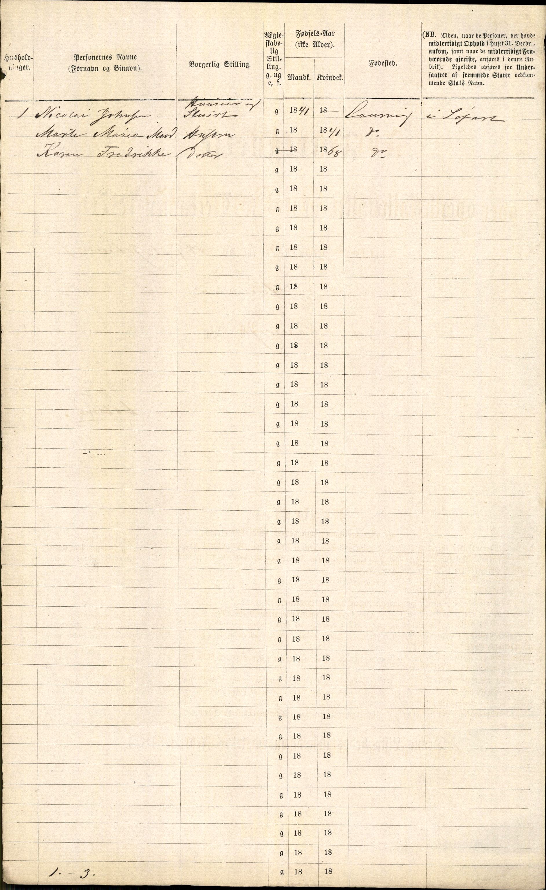 RA, 1870 census for 0707 Larvik, 1870, p. 88