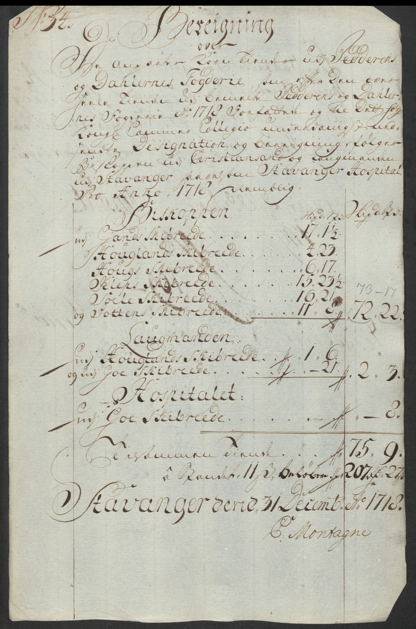 Rentekammeret inntil 1814, Reviderte regnskaper, Fogderegnskap, AV/RA-EA-4092/R46/L2743: Fogderegnskap Jæren og Dalane, 1718, p. 375