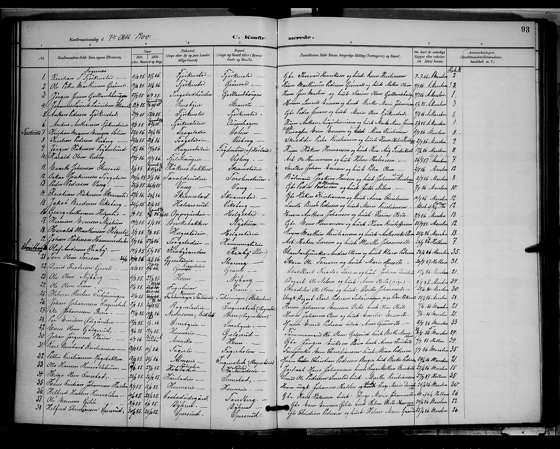 Østre Toten prestekontor, AV/SAH-PREST-104/H/Ha/Hab/L0006: Parish register (copy) no. 6, 1893-1901, p. 93