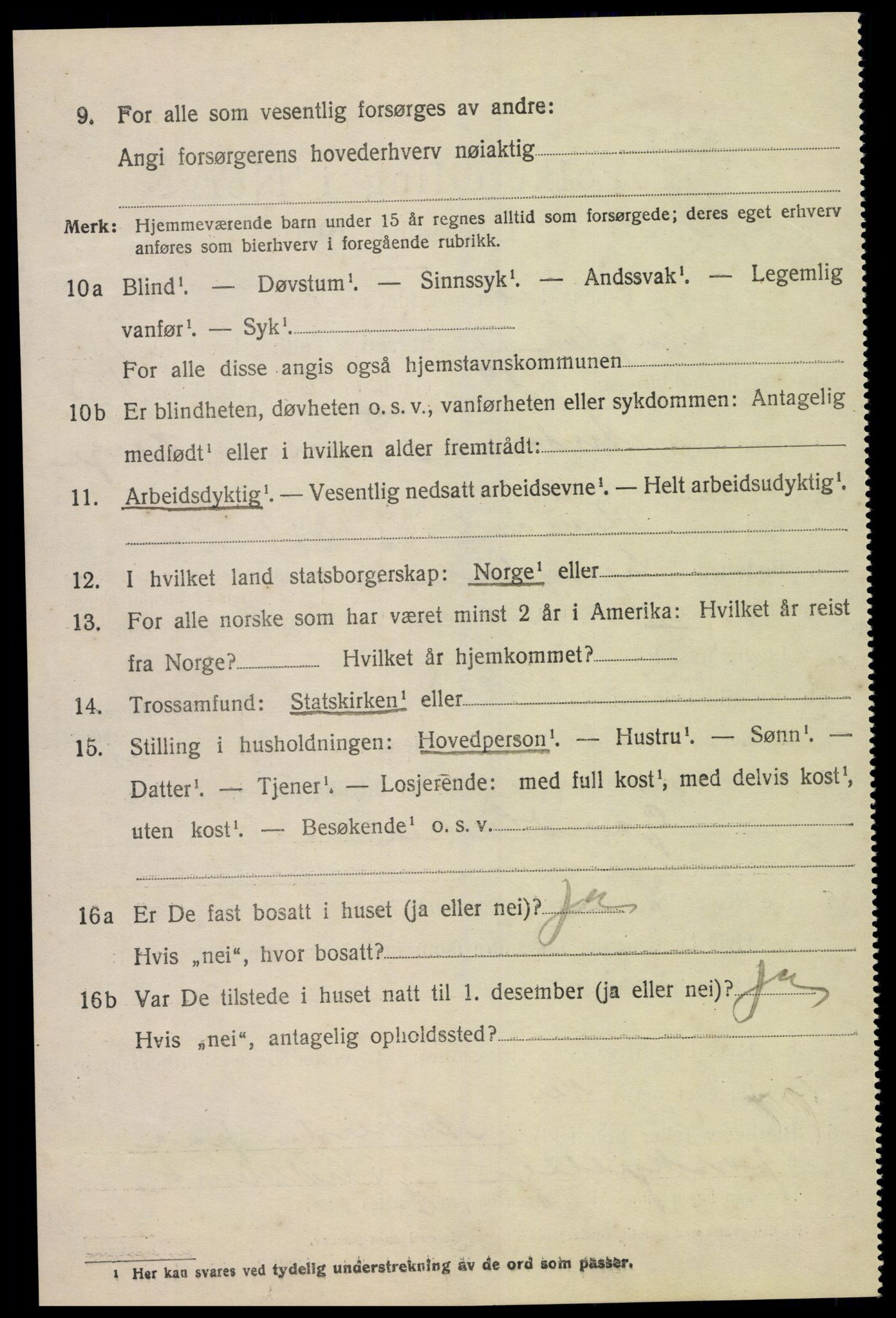 SAK, 1920 census for Lyngdal, 1920, p. 6482