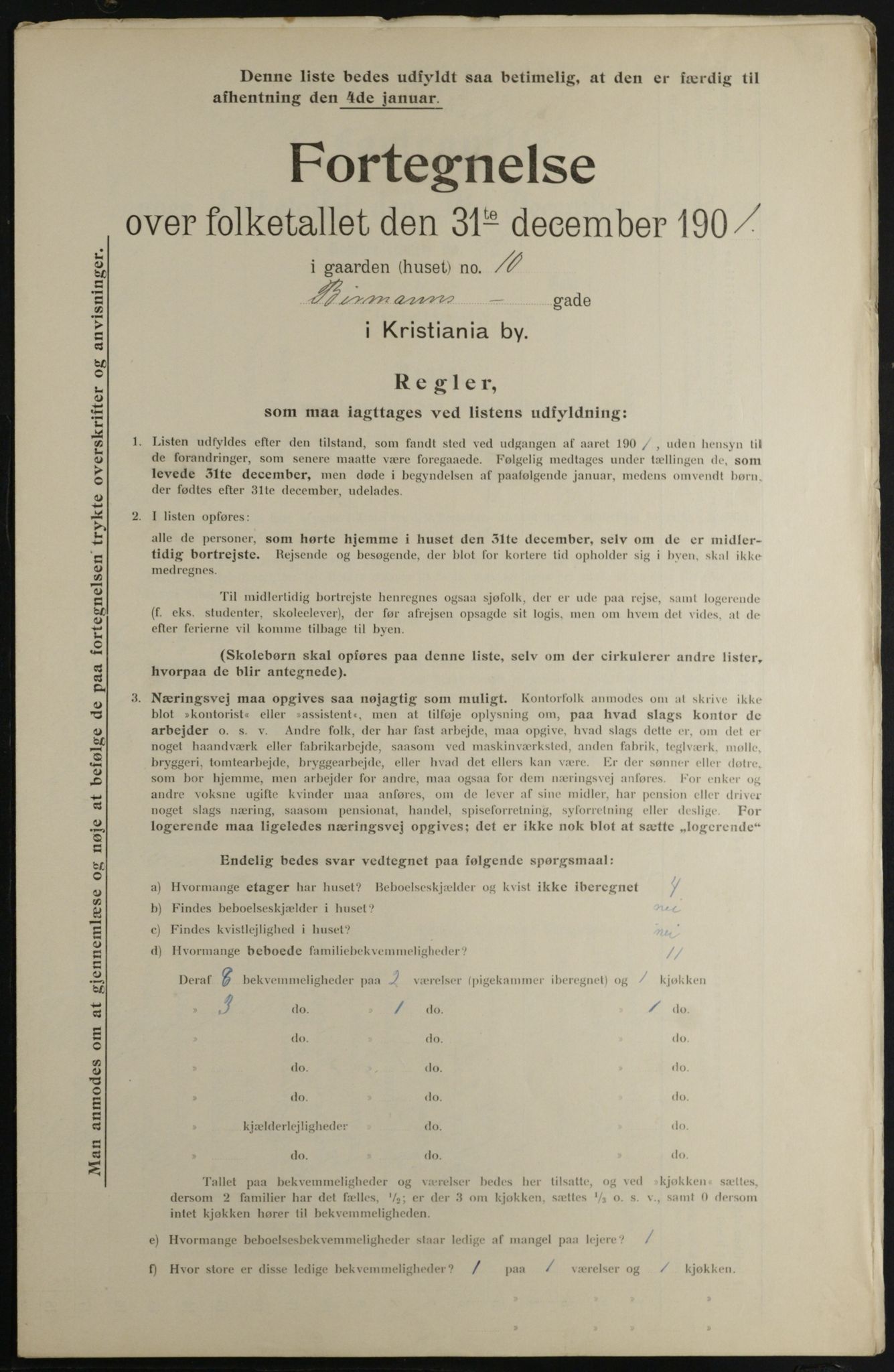 OBA, Municipal Census 1901 for Kristiania, 1901, p. 823