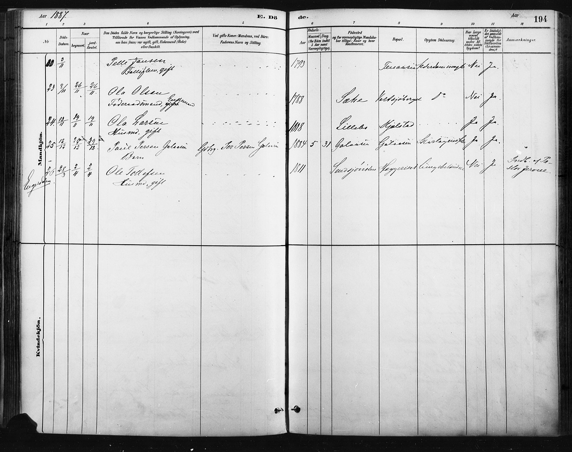 Trysil prestekontor, AV/SAH-PREST-046/H/Ha/Haa/L0009: Parish register (official) no. 9, 1881-1897, p. 194