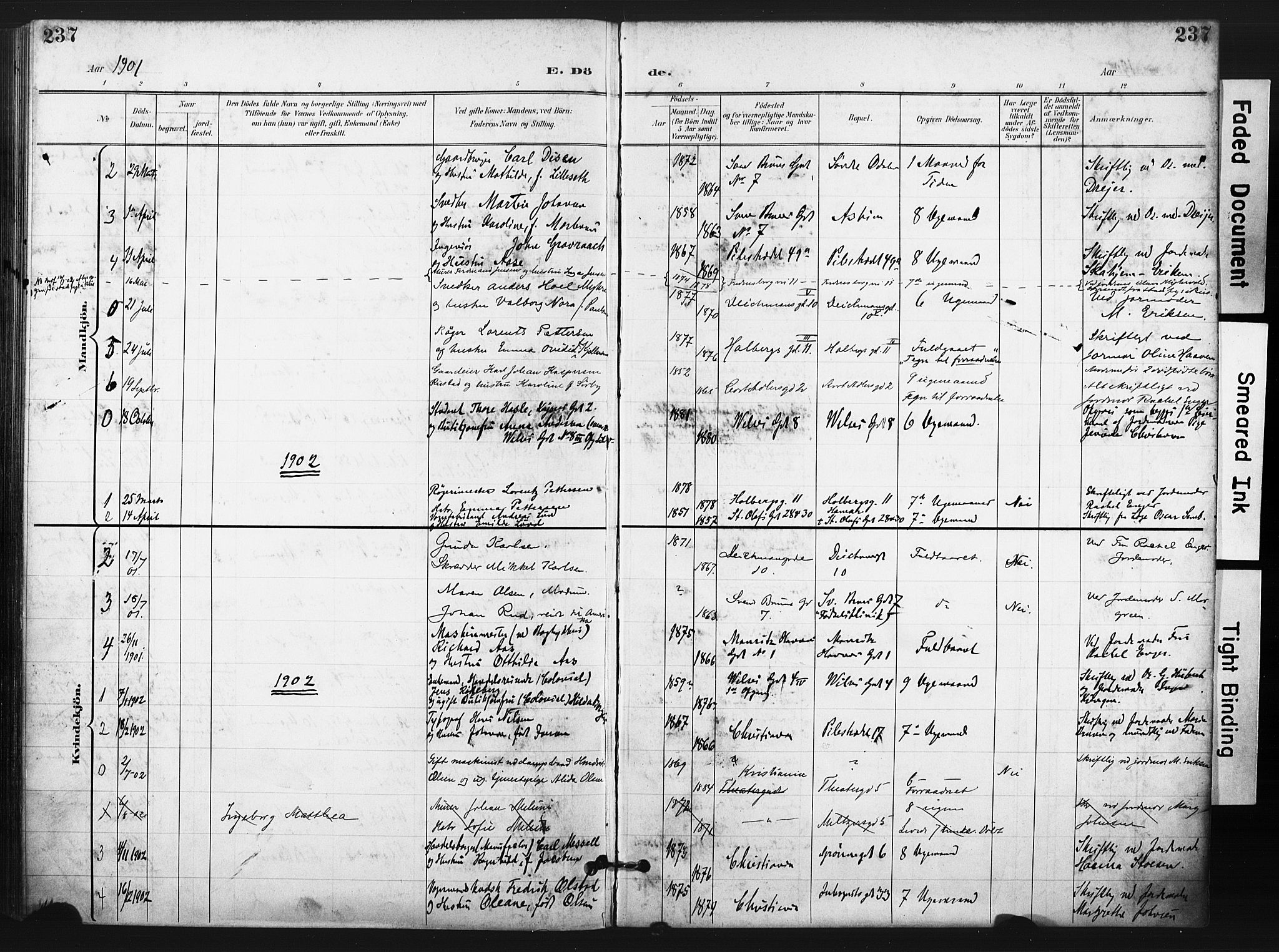 Trefoldighet prestekontor Kirkebøker, AV/SAO-A-10882/F/Fd/L0004: Parish register (official) no. IV 4, 1897-1912, p. 237