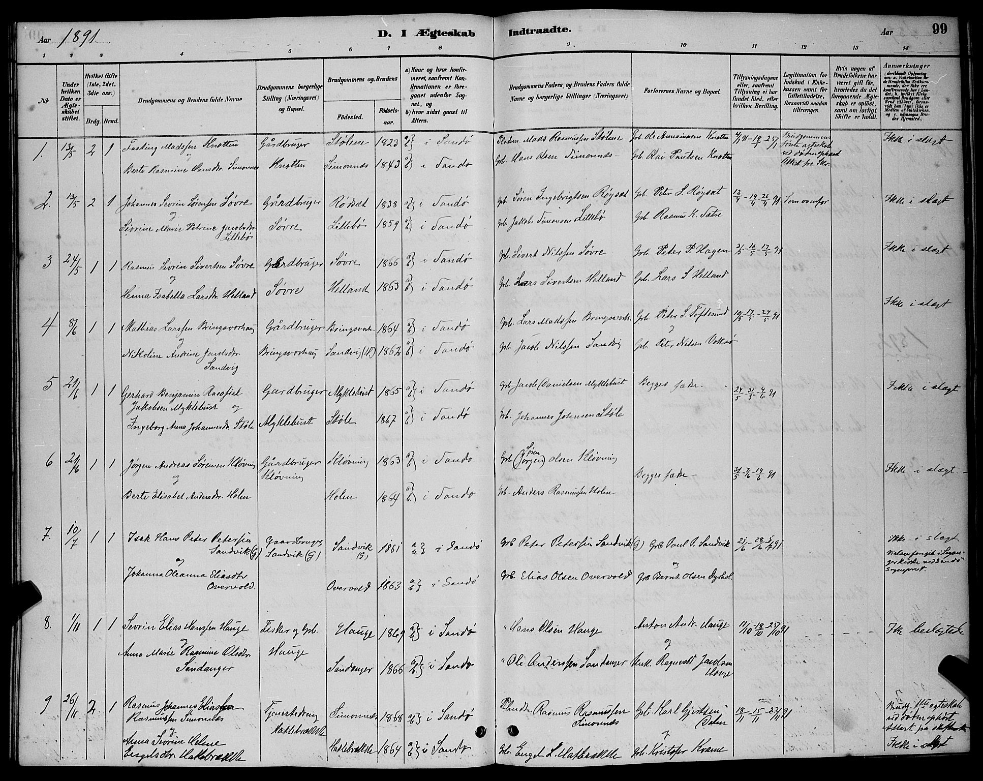 Ministerialprotokoller, klokkerbøker og fødselsregistre - Møre og Romsdal, AV/SAT-A-1454/503/L0048: Parish register (copy) no. 503C03, 1885-1893, p. 99