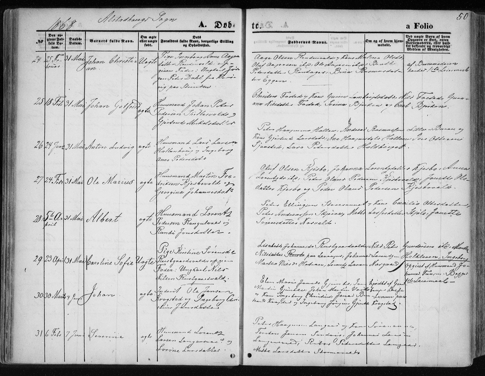 Ministerialprotokoller, klokkerbøker og fødselsregistre - Nord-Trøndelag, SAT/A-1458/717/L0157: Parish register (official) no. 717A08 /1, 1863-1877, p. 50