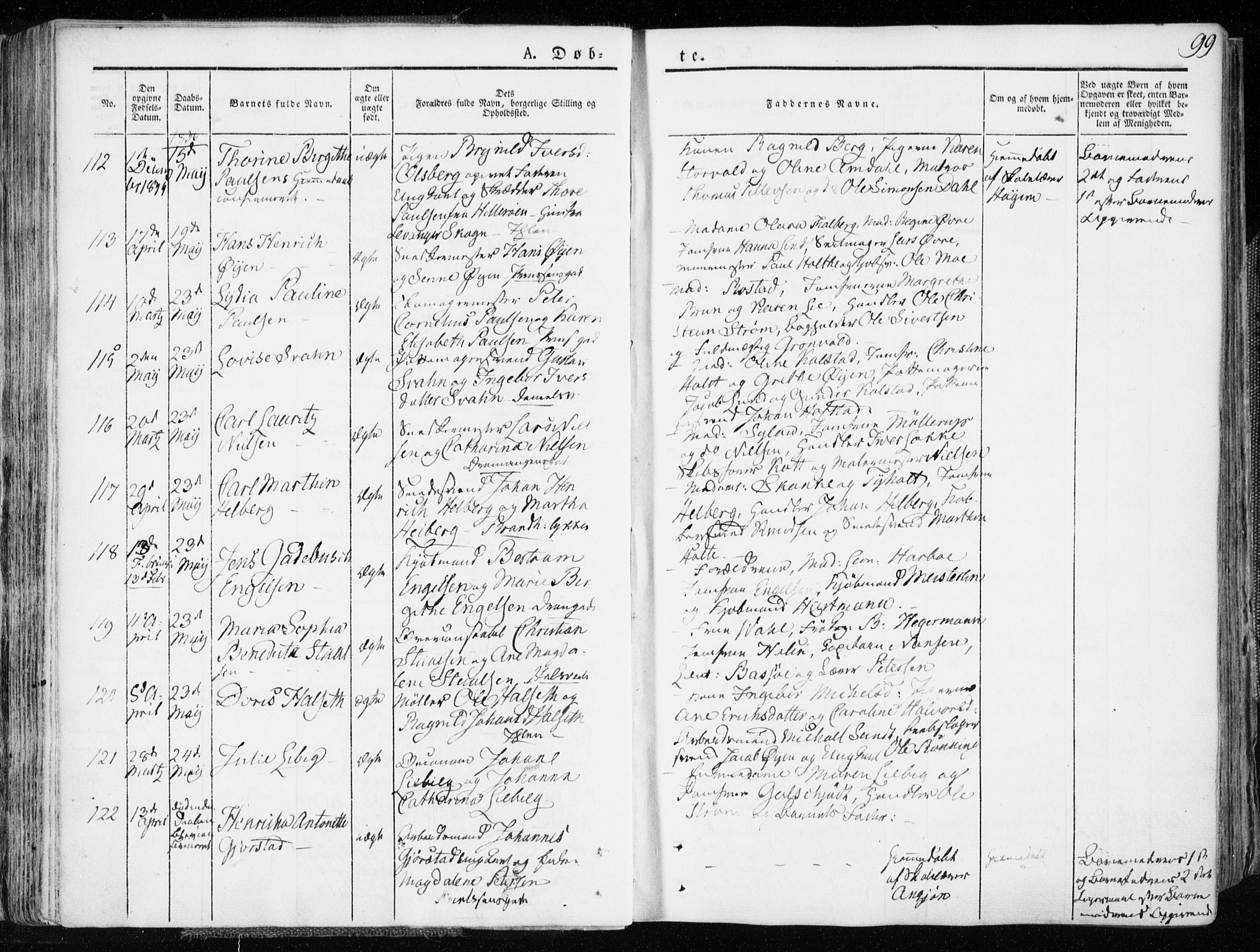 Ministerialprotokoller, klokkerbøker og fødselsregistre - Sør-Trøndelag, SAT/A-1456/601/L0047: Parish register (official) no. 601A15, 1831-1839, p. 99