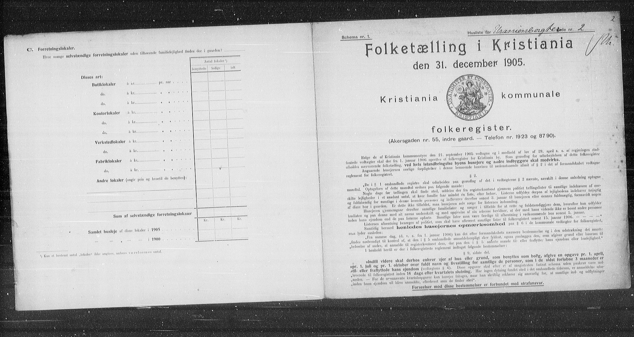 OBA, Municipal Census 1905 for Kristiania, 1905, p. 63118