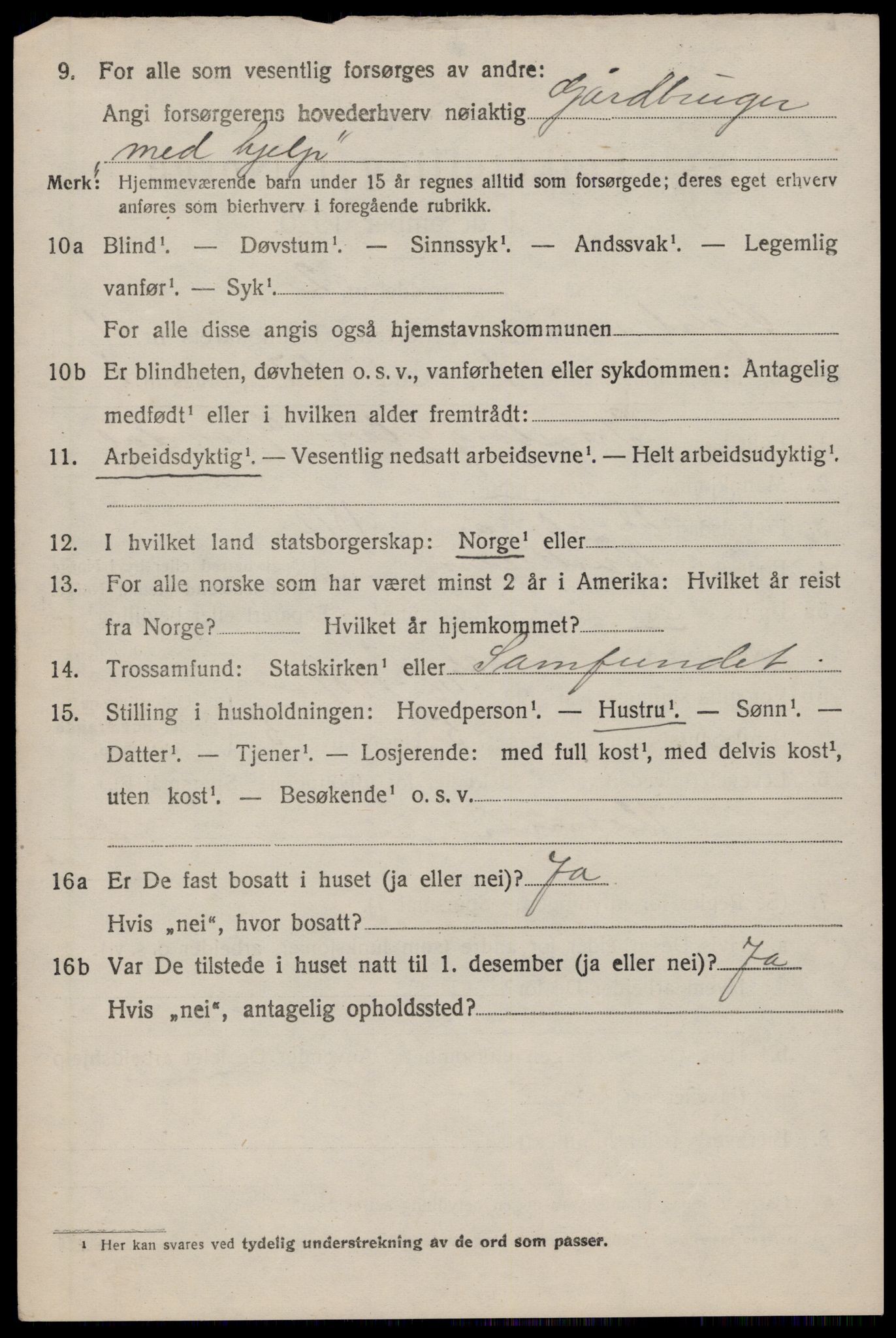 SAST, 1920 census for Bjerkreim, 1920, p. 3411