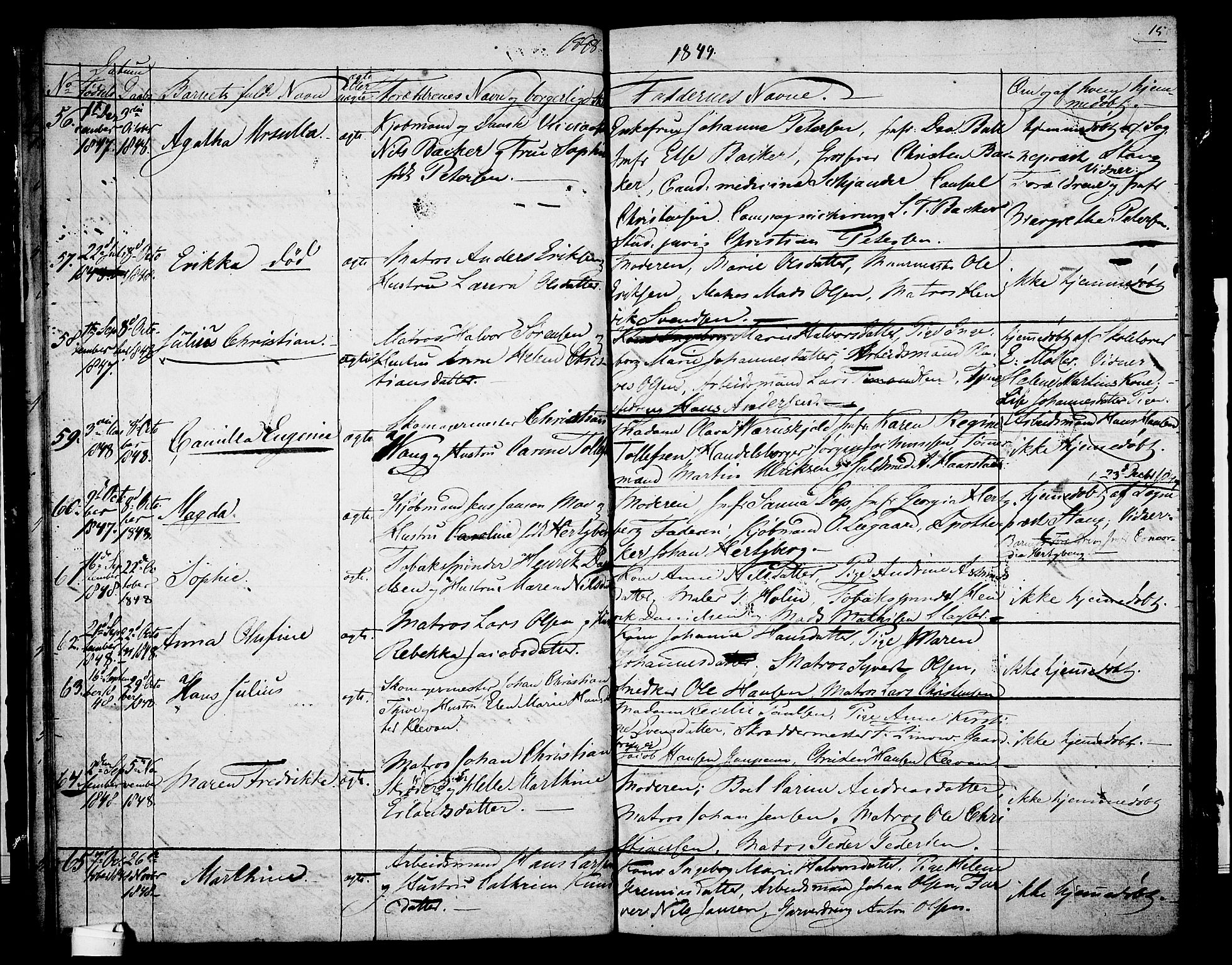 Holmestrand kirkebøker, AV/SAKO-A-346/G/Ga/L0002: Parish register (copy) no. 2, 1846-1849, p. 15