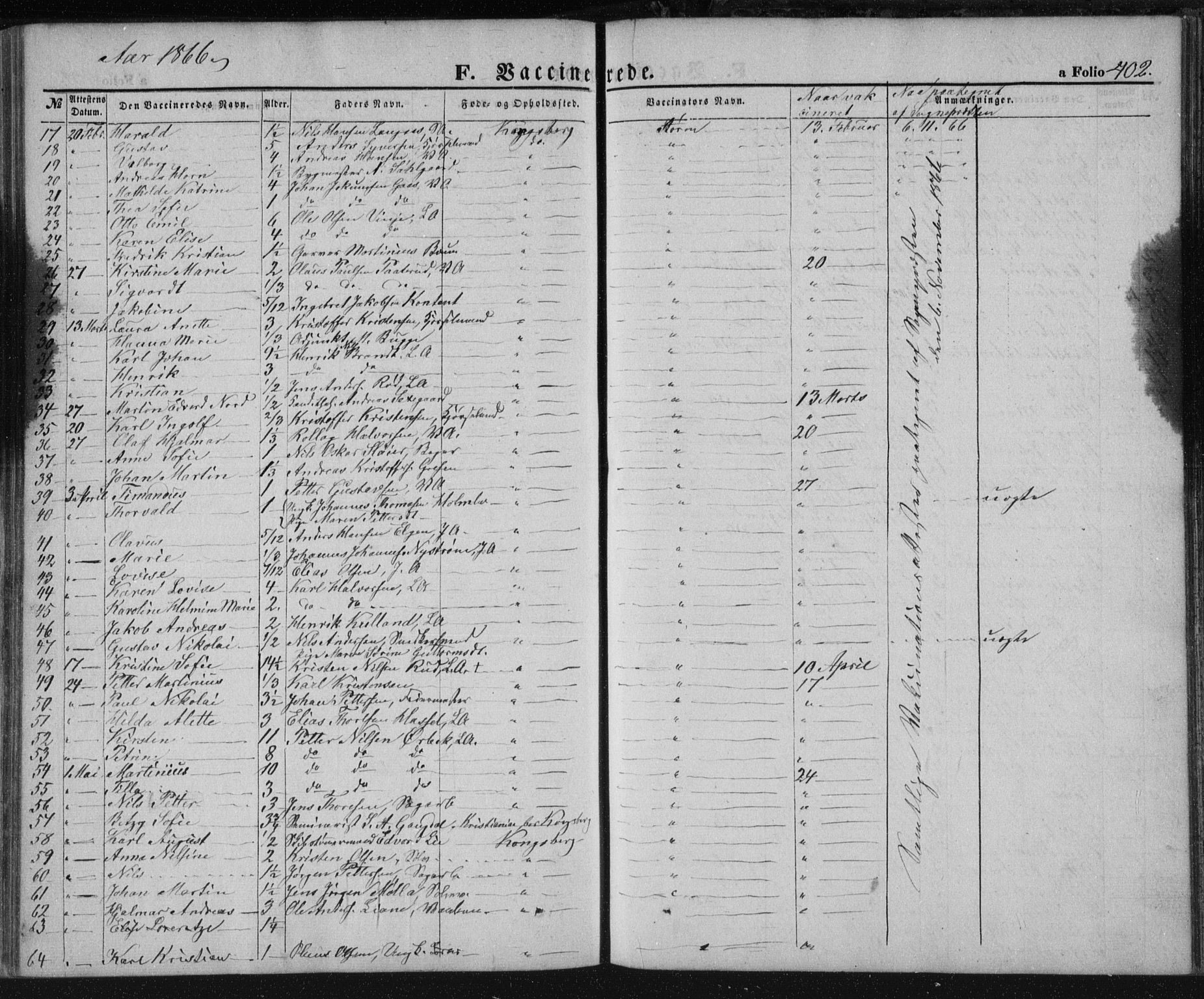 Kongsberg kirkebøker, AV/SAKO-A-22/F/Fa/L0010: Parish register (official) no. I 10, 1859-1875, p. 402