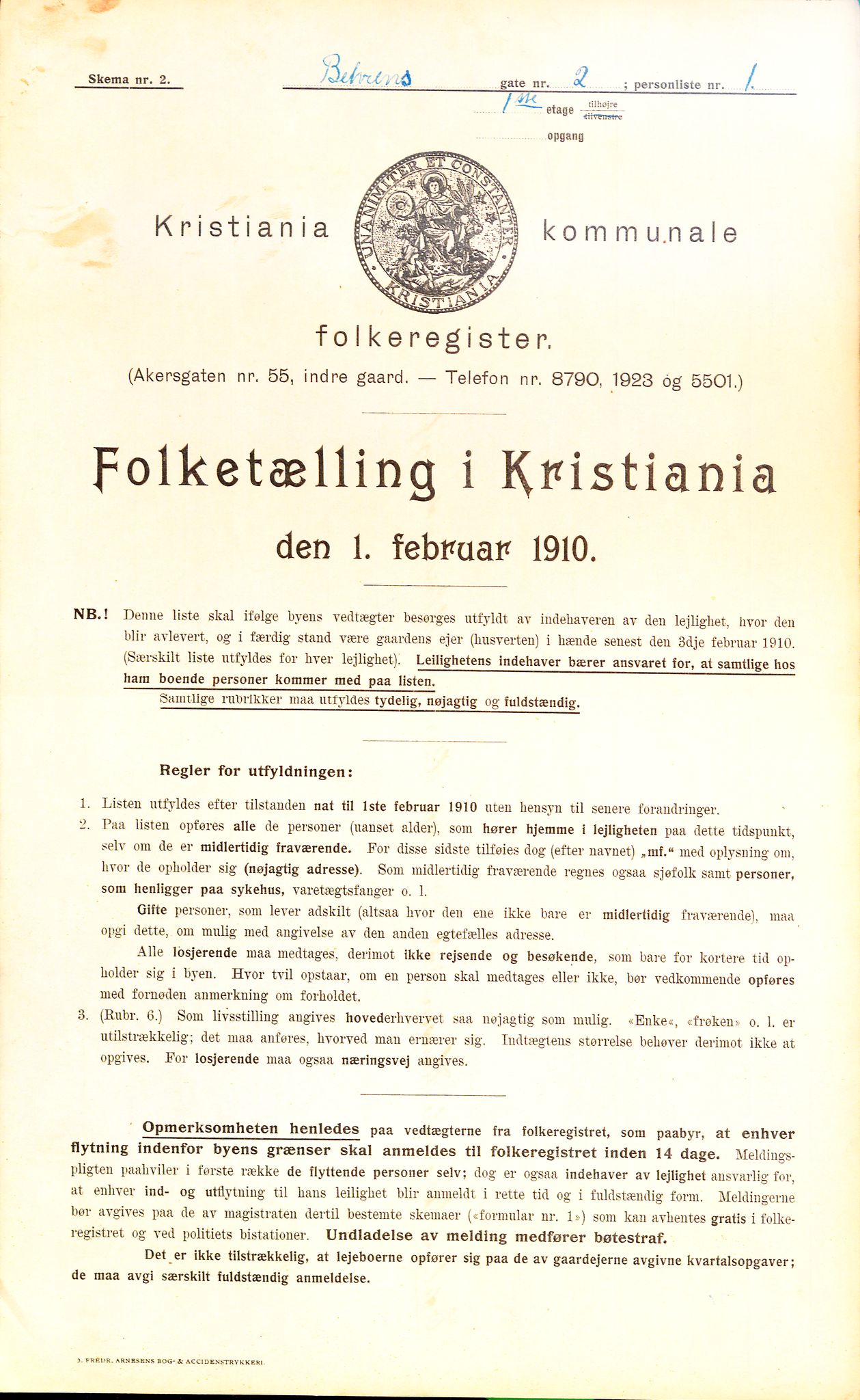 OBA, Municipal Census 1910 for Kristiania, 1910, p. 3227