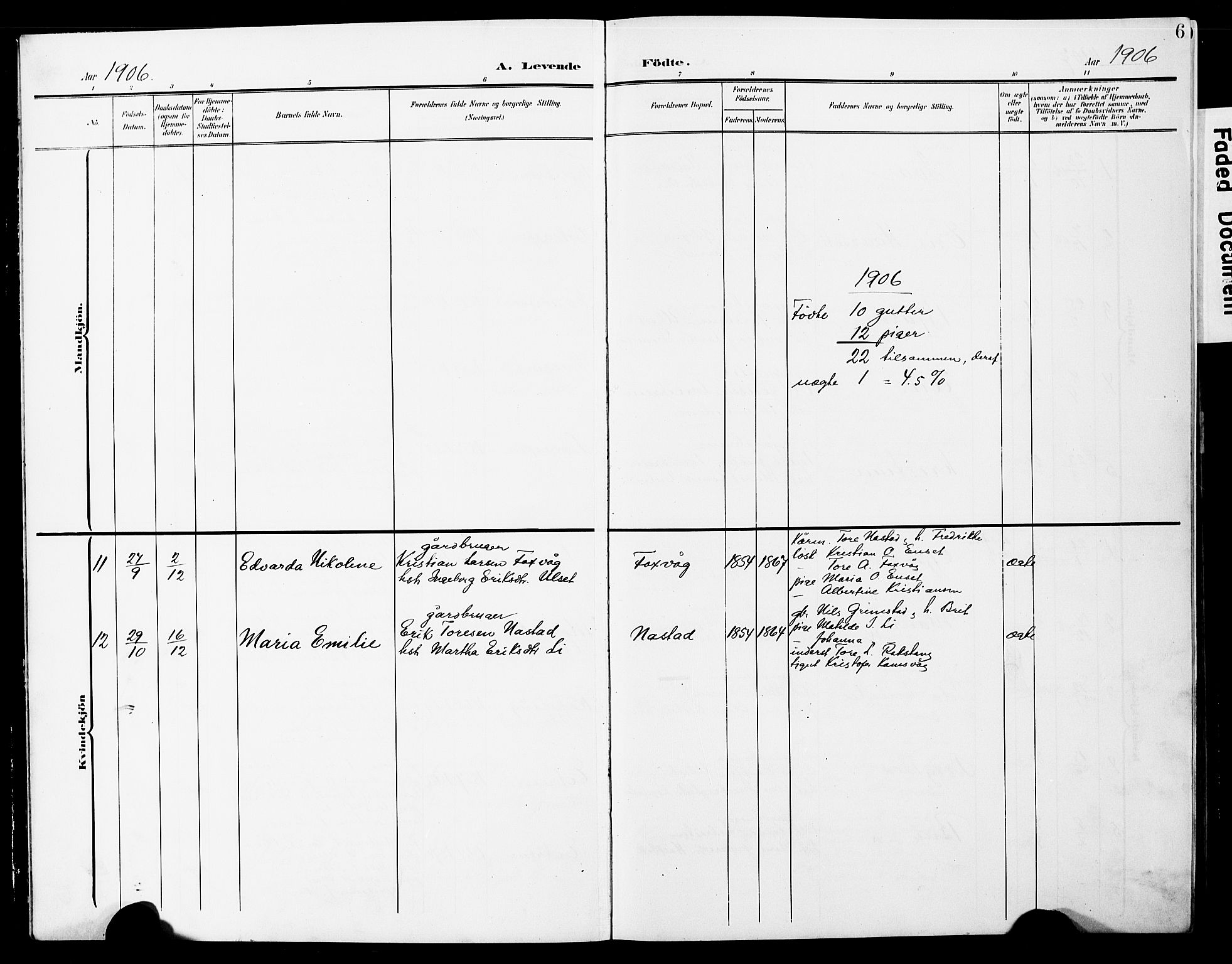 Ministerialprotokoller, klokkerbøker og fødselsregistre - Møre og Romsdal, AV/SAT-A-1454/587/L1001: Parish register (copy) no. 587C01, 1906-1927, p. 6