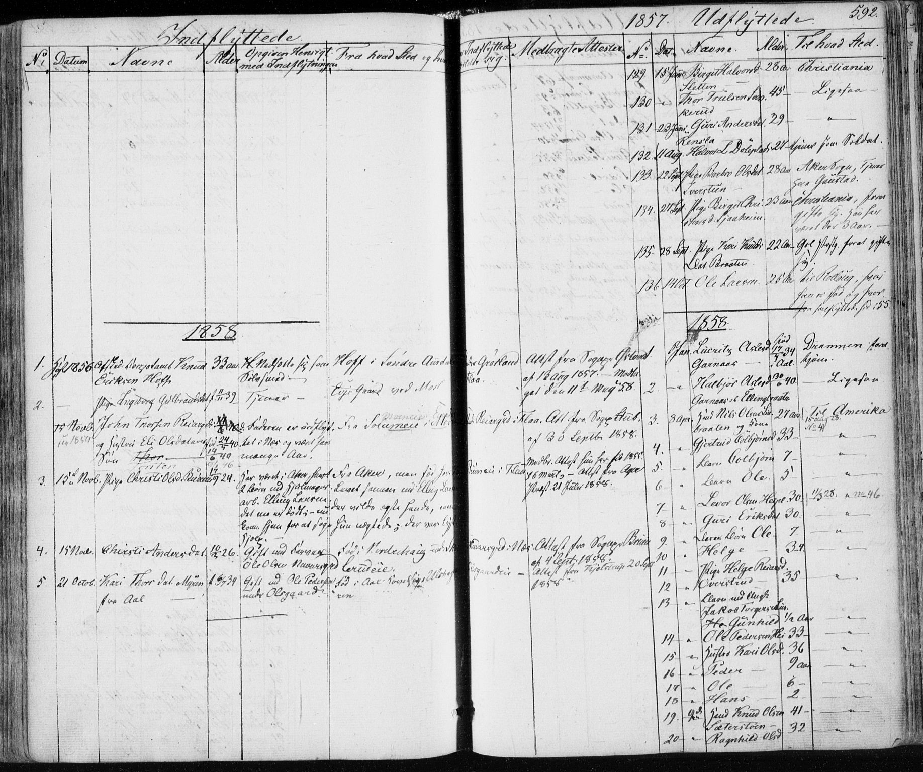 Nes kirkebøker, SAKO/A-236/F/Fa/L0009: Parish register (official) no. 9, 1834-1863, p. 592