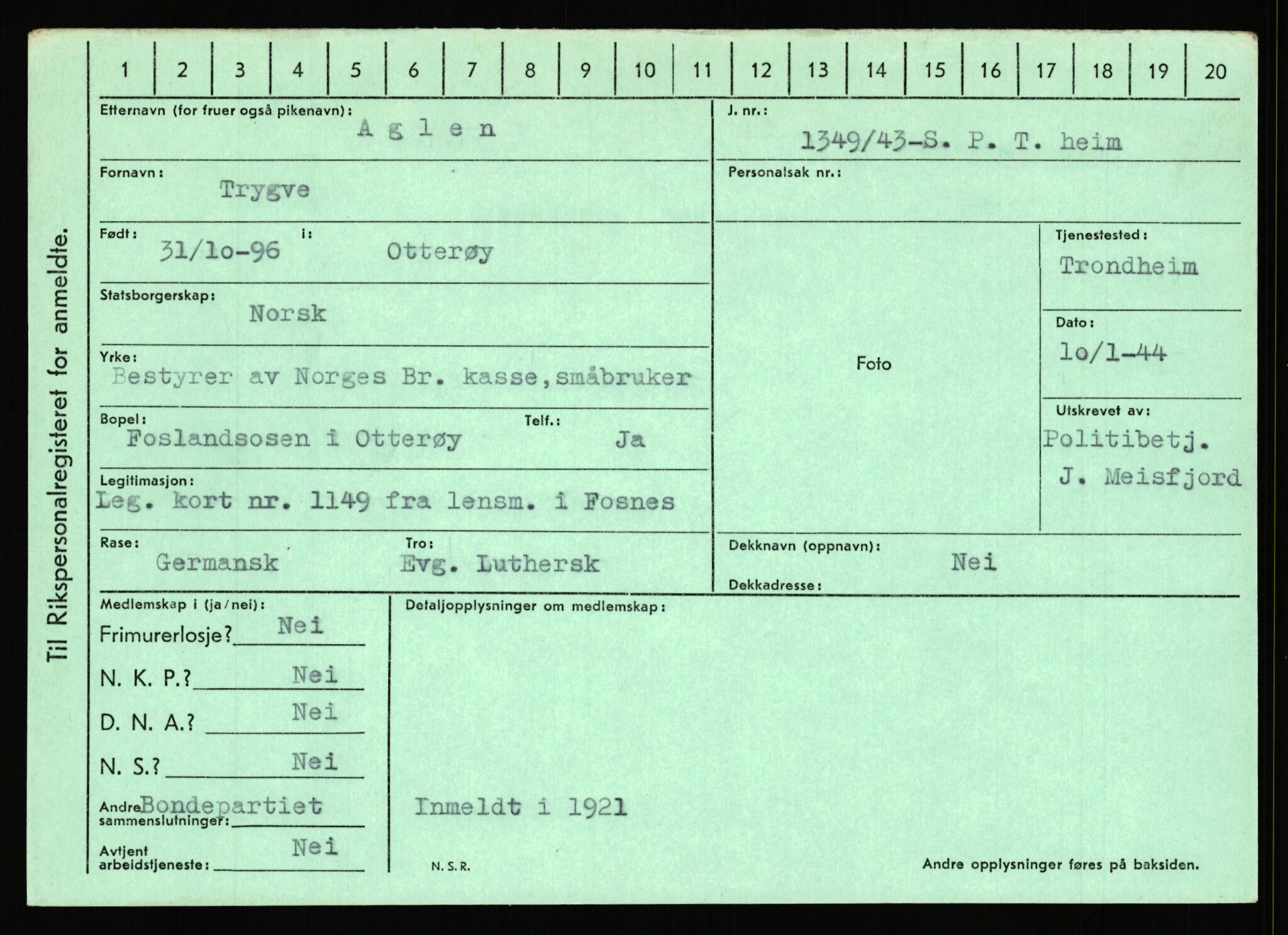 Statspolitiet - Hovedkontoret / Osloavdelingen, AV/RA-S-1329/C/Ca/L0001: Aabakken - Armann, 1943-1945, p. 1186