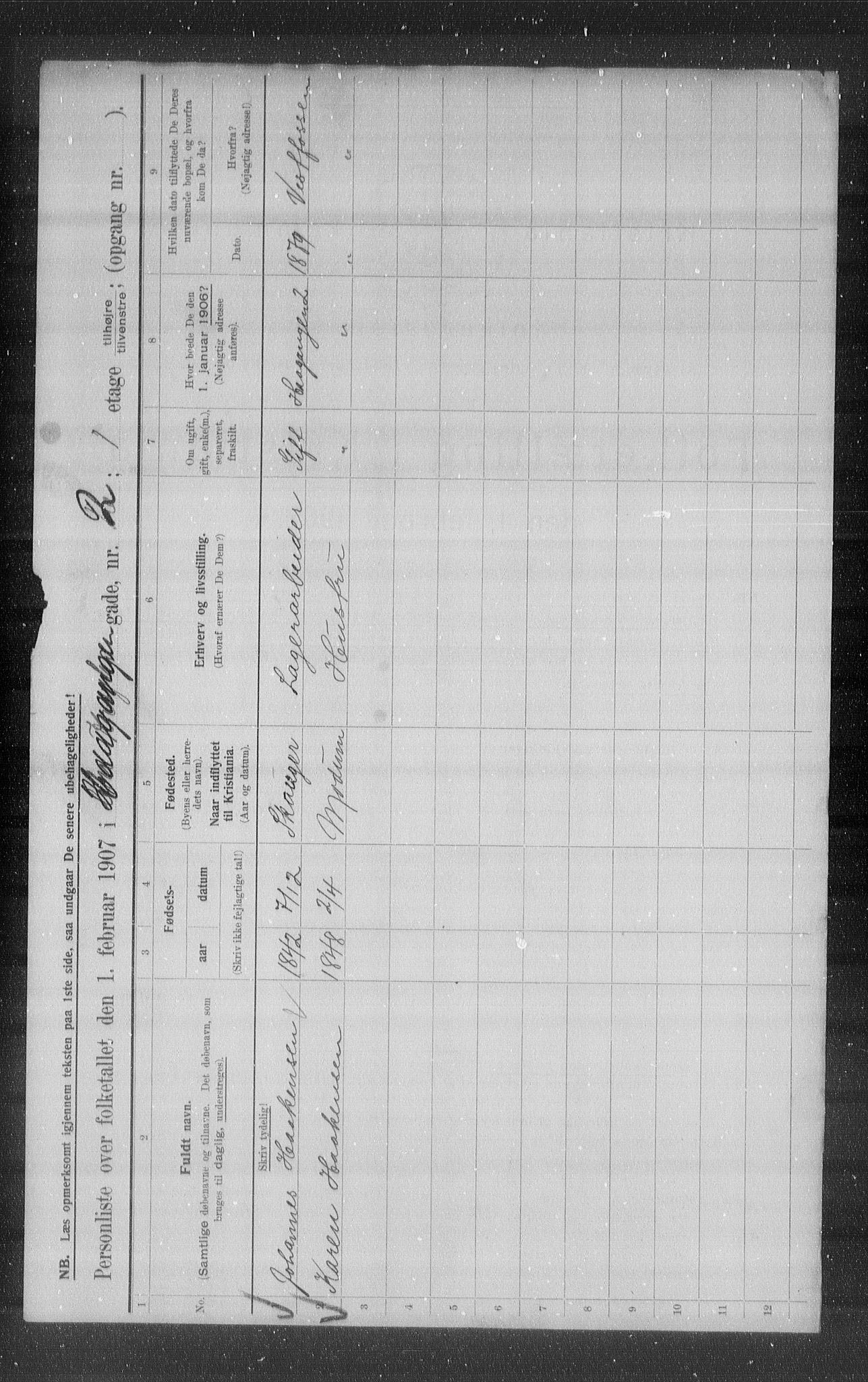 OBA, Municipal Census 1907 for Kristiania, 1907, p. 21943