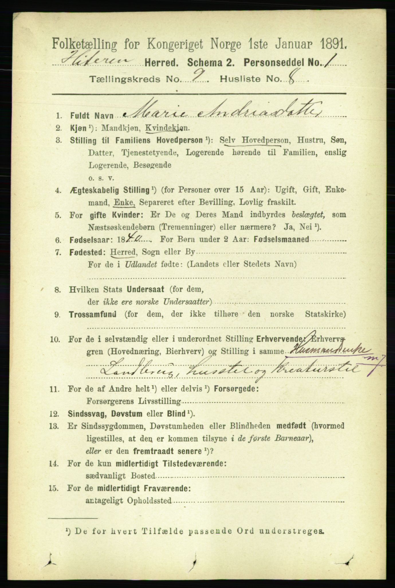 RA, 1891 census for 1617 Hitra, 1891, p. 1814