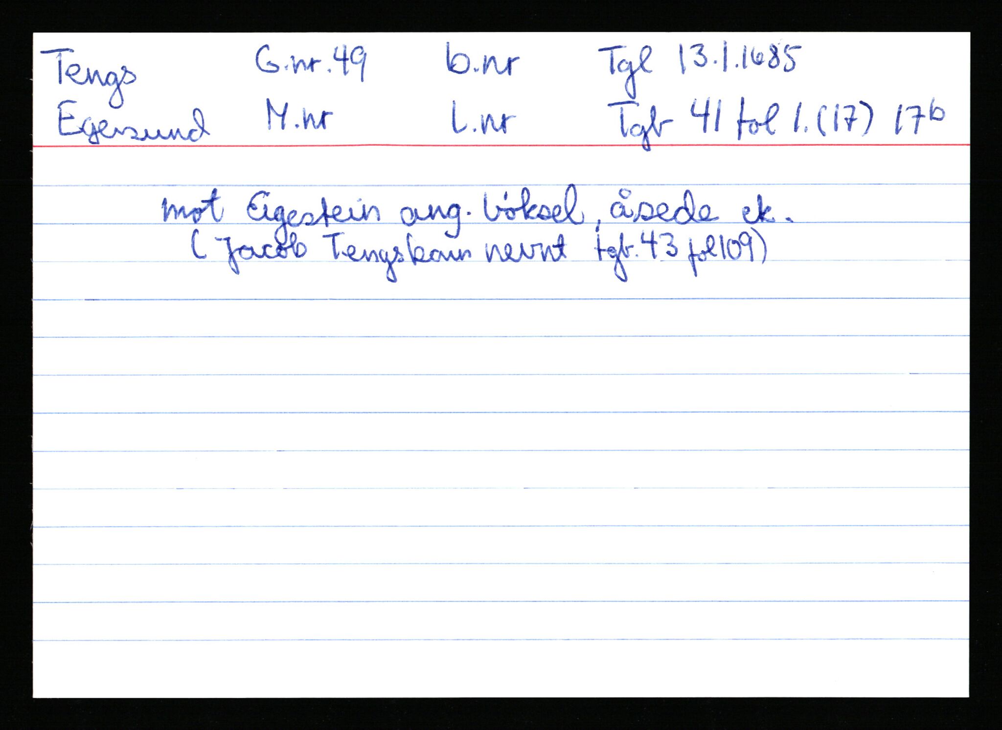 Statsarkivet i Stavanger, AV/SAST-A-101971/03/Y/Ym/L0060: Åstedskort sortert etter gårdsnavn: Tengesdal - Tjørn, 1600-1950, p. 23