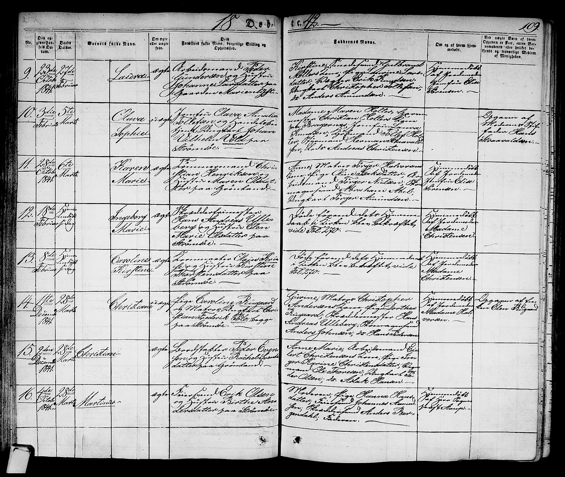 Strømsø kirkebøker, AV/SAKO-A-246/F/Fa/L0012: Parish register (official) no. I 12, 1830-1847, p. 109