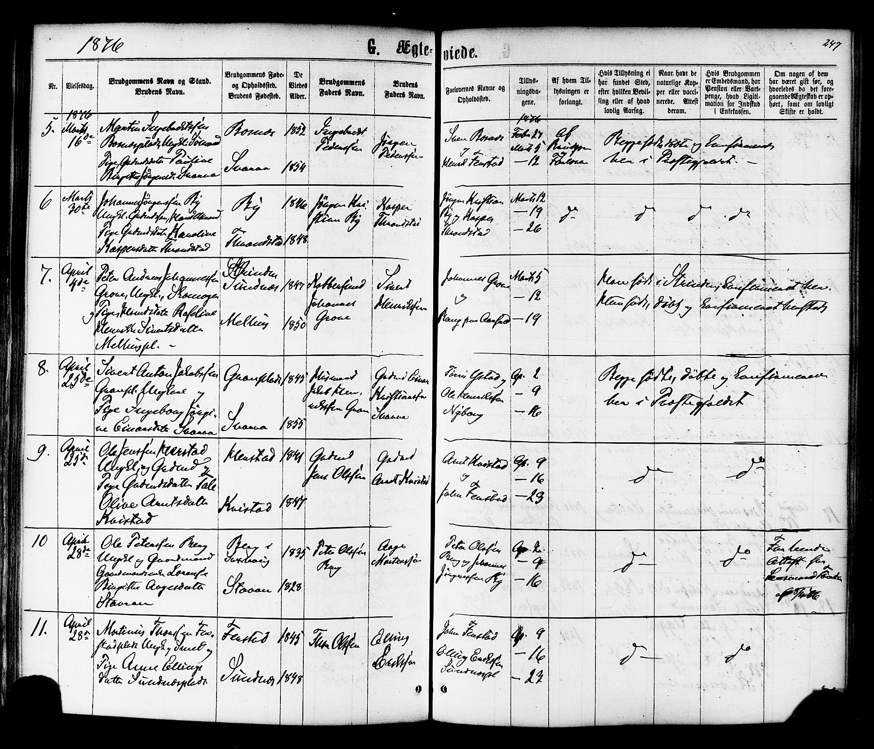 Ministerialprotokoller, klokkerbøker og fødselsregistre - Nord-Trøndelag, SAT/A-1458/730/L0284: Parish register (official) no. 730A09, 1866-1878, p. 247