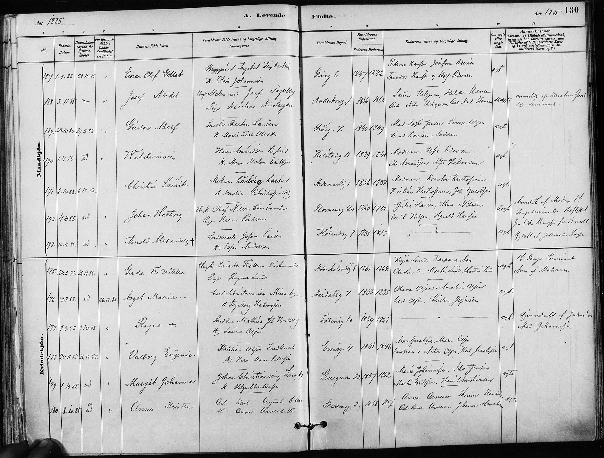 Kampen prestekontor Kirkebøker, SAO/A-10853/F/Fa/L0001: Parish register (official) no. I 1, 1880-1886, p. 130