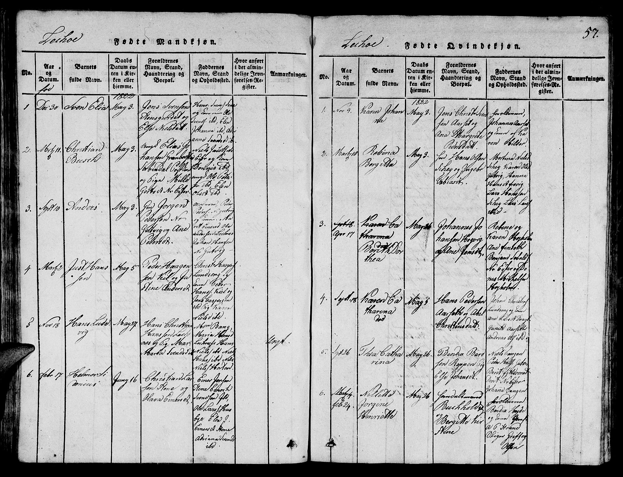 Ministerialprotokoller, klokkerbøker og fødselsregistre - Nord-Trøndelag, AV/SAT-A-1458/780/L0648: Parish register (copy) no. 780C01 /2, 1815-1875, p. 57