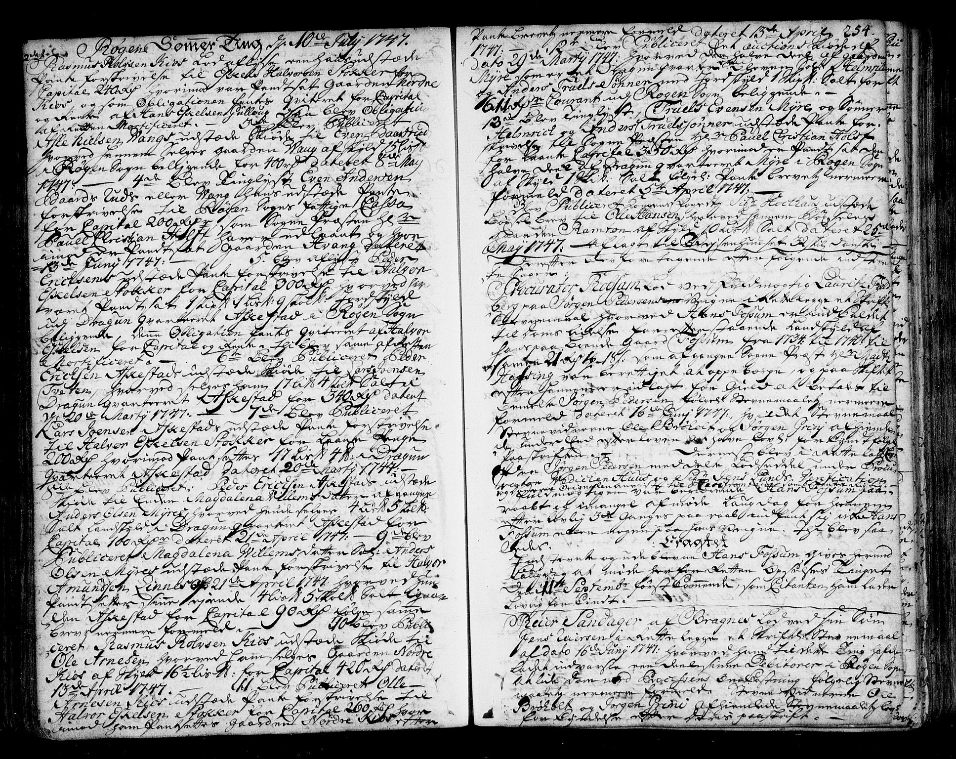 Lier, Røyken og Hurum sorenskriveri, SAKO/A-89/F/Fa/L0051: Tingbok, 1745-1748, p. 254