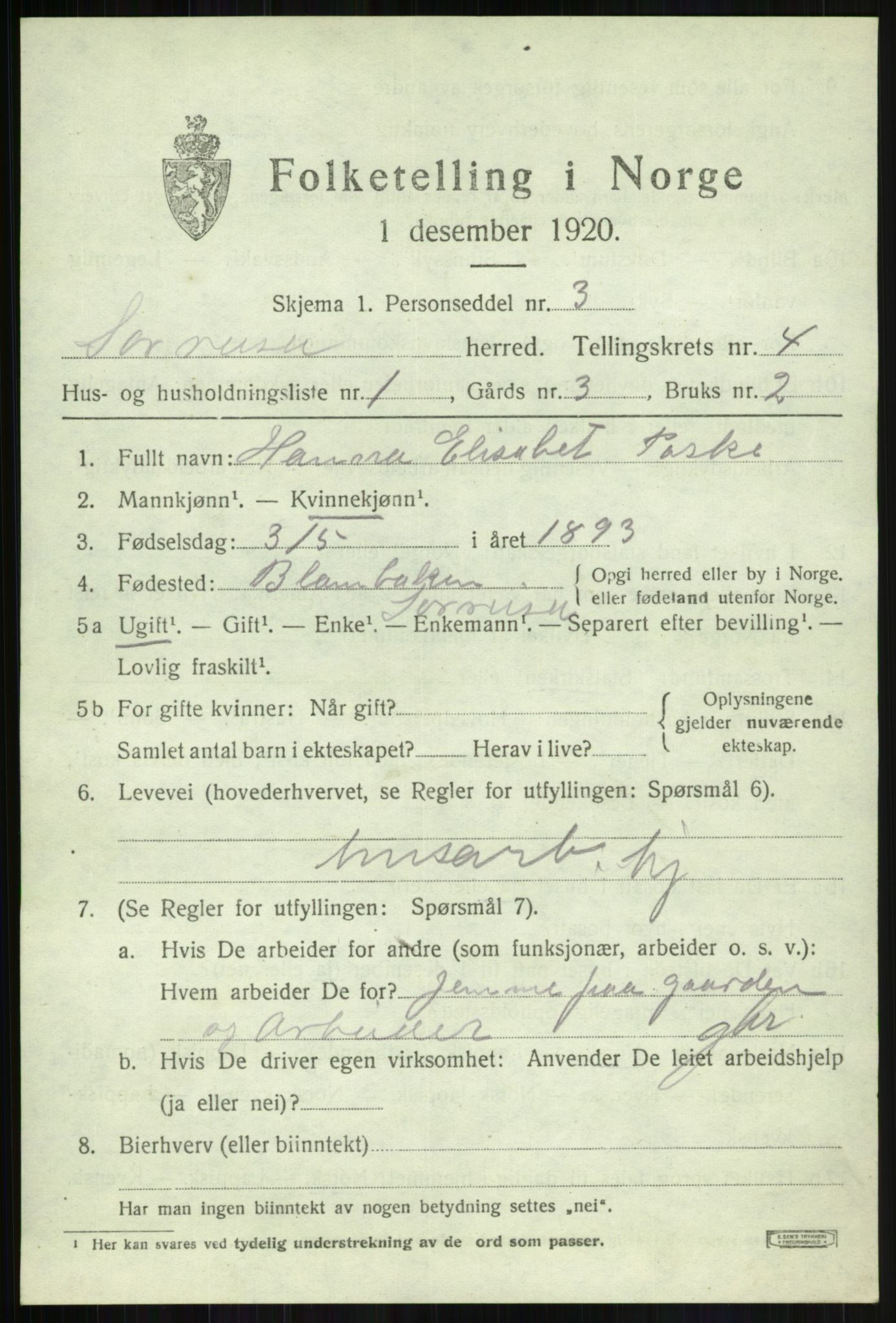 SATØ, 1920 census for Sørreisa, 1920, p. 1752