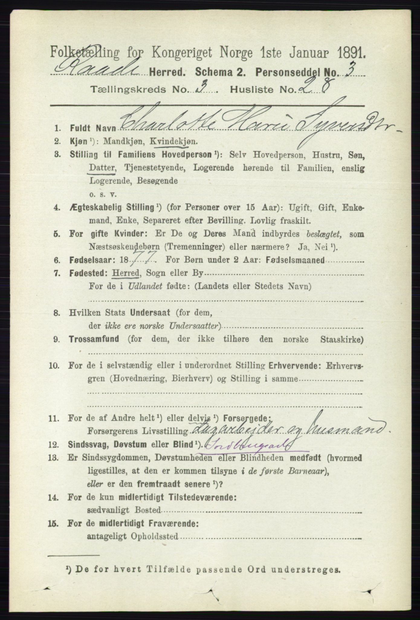 RA, 1891 census for 0135 Råde, 1891, p. 1373